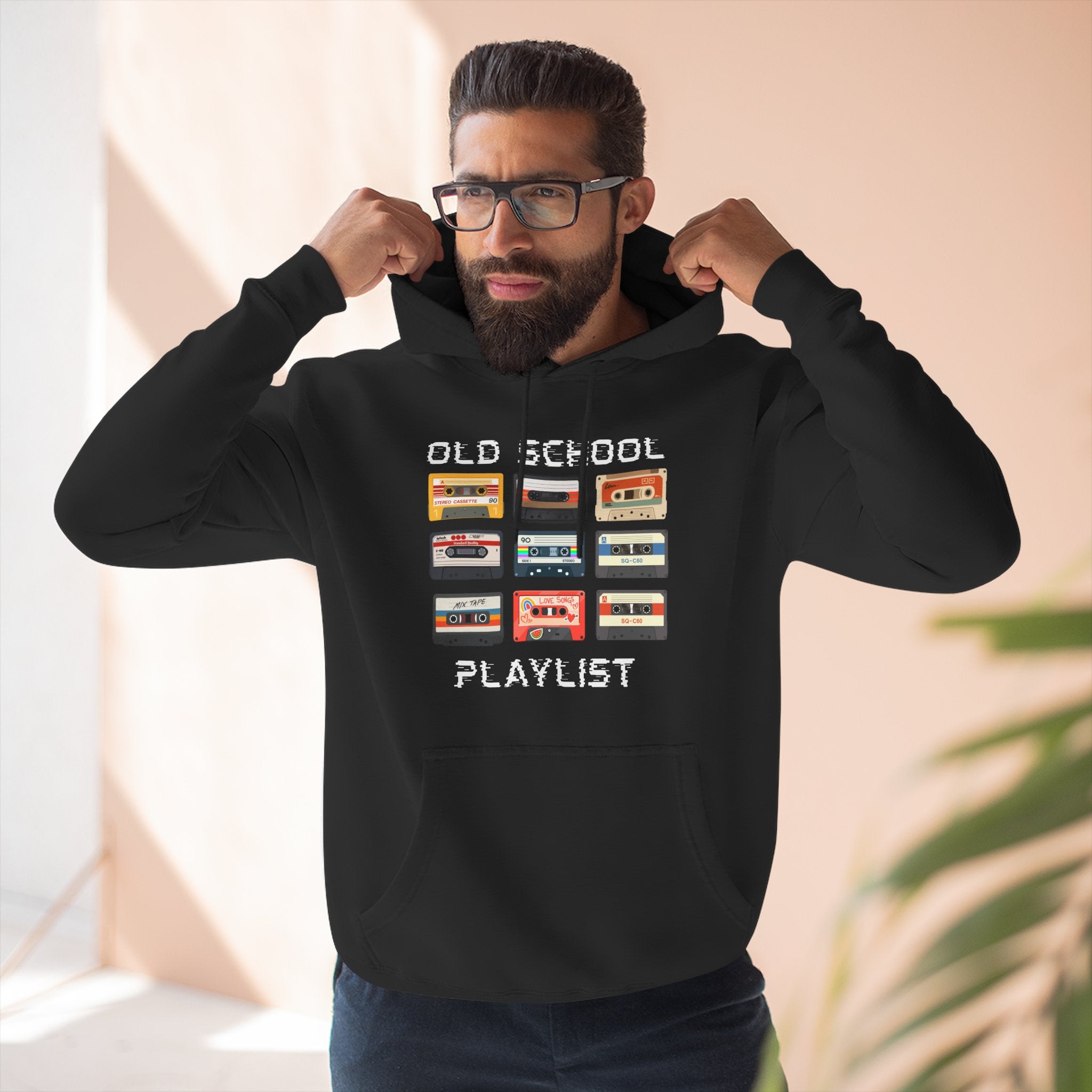Old School Playlist Hoodie — Retro 80s Cassette Tape Graphic Pullover