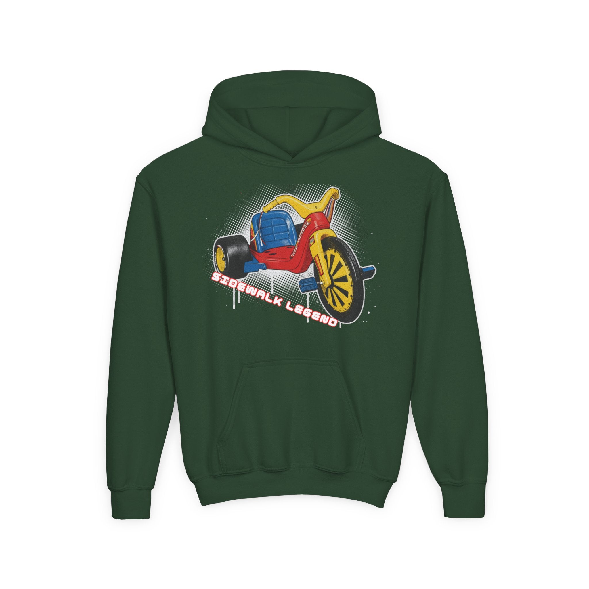 Kids Tricycle Graphic Hoodie — Retro Ride Design (Youth) 80s Fashion