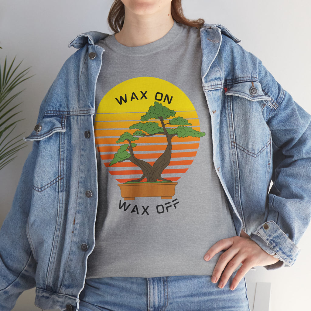 Wax On Wax Off Bonsai Tee — Retro Sunset Martial Arts T‑Shirt K-Kid Retro 80's