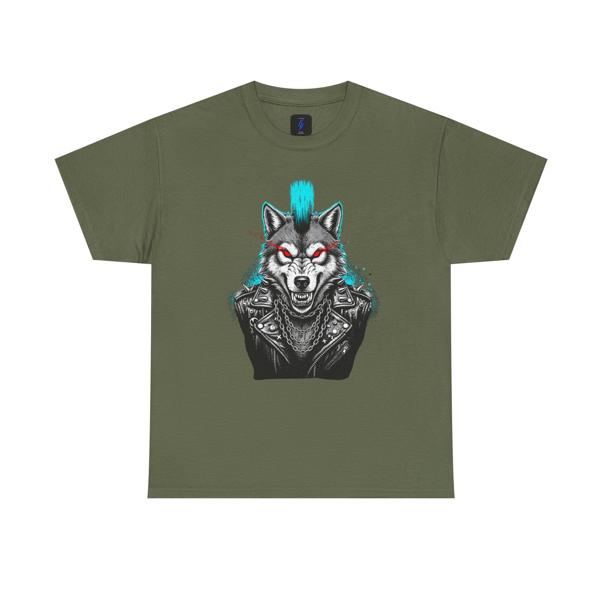 Wolf Punk Graphic Tee — Fierce Tribal Wolf Illustration T-Shirt 80's Rebel Fashion
