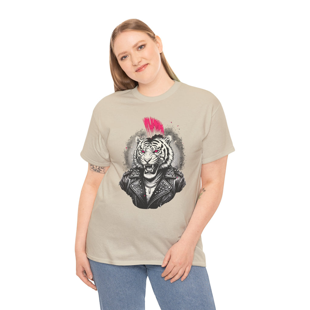 Punk Rock Tiger T-Shirt — Mohawk Tiger Graphic Tee 80's Fashion Rebel