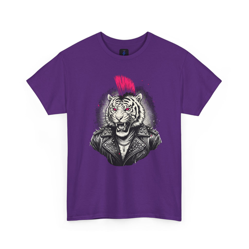 Punk Rock Tiger T-Shirt — Mohawk Tiger Graphic Tee 80's Fashion Rebel