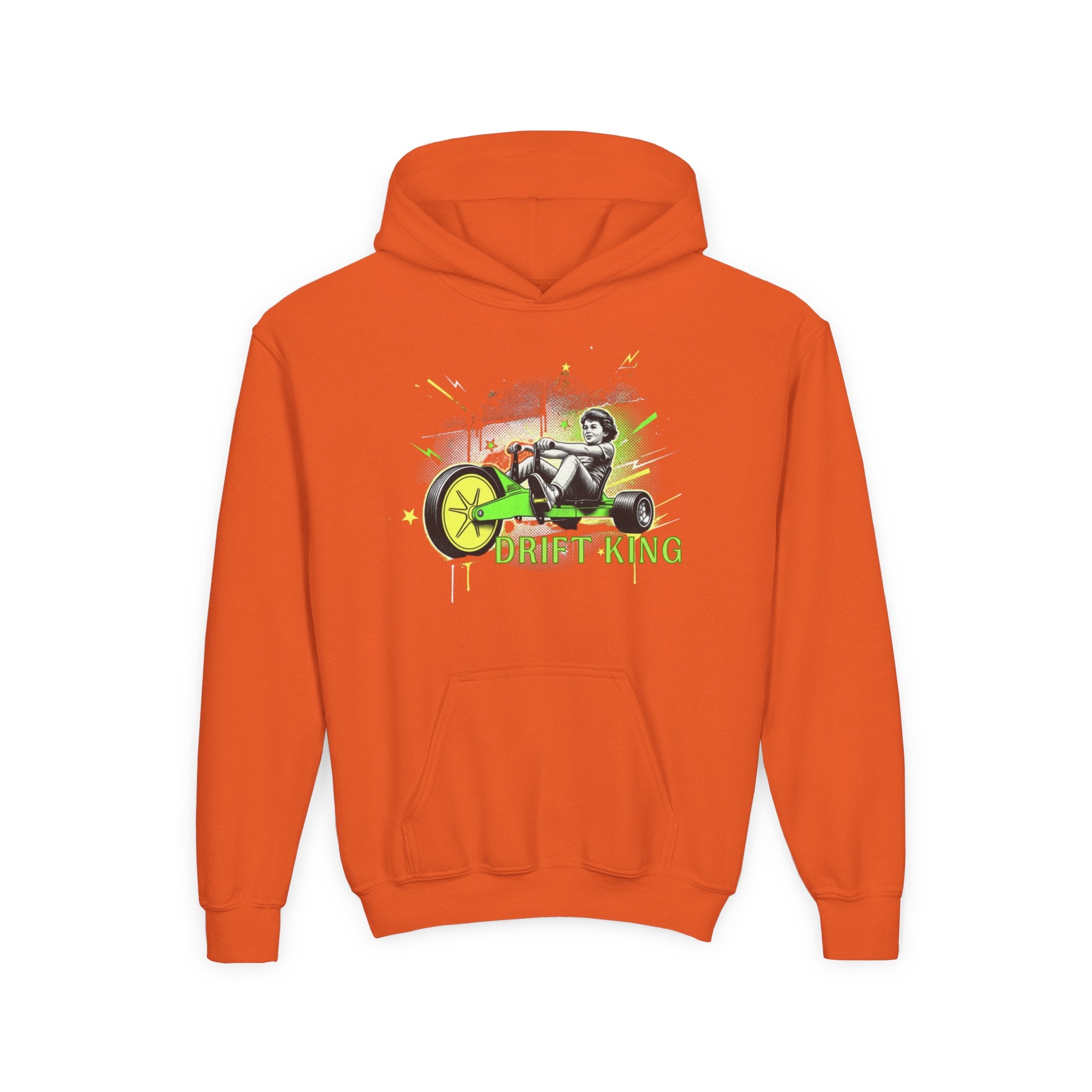Drift King Youth Hoodie - Go-Kart Racing Graphic Sweatshirt 80s Fashion Design