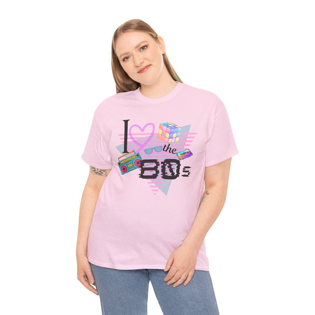 I Love the 80s T-Shirt — Retro Cassette, Rubik’s Cube & Neon Vintage Tee