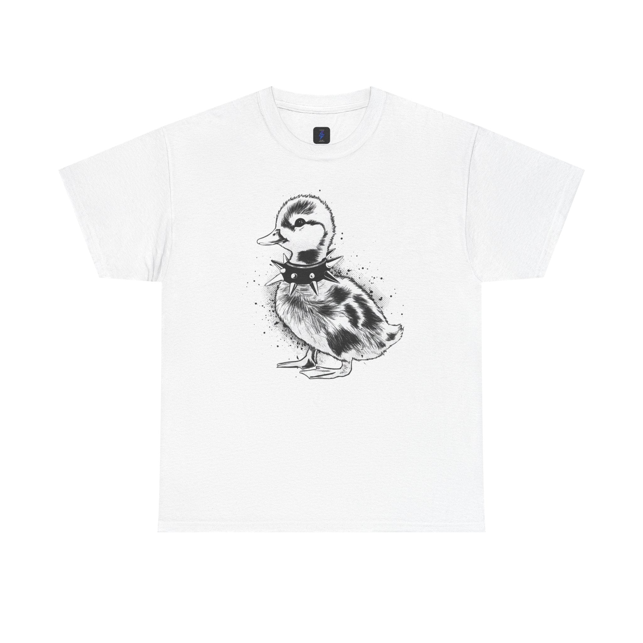 Punk Duckling Sketch T-Shirt — Black & White Watercolor 80s Punk Rock Duck Tee