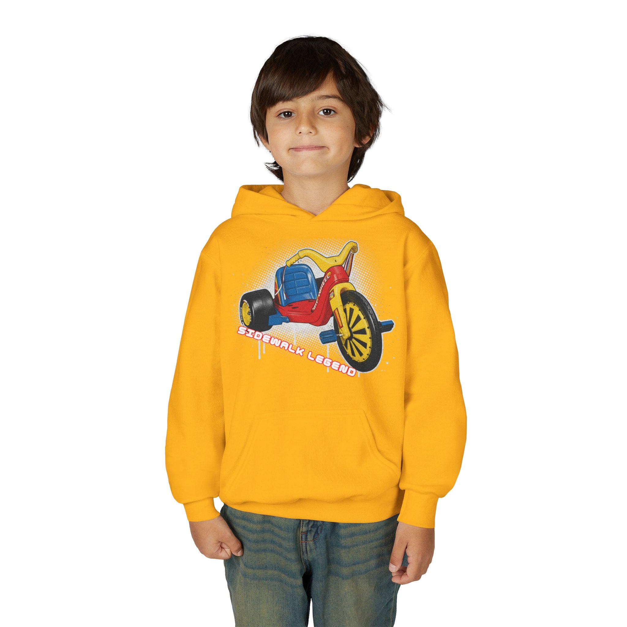 Kids Tricycle Graphic Hoodie — Retro Ride Design (Youth) 80s Fashion