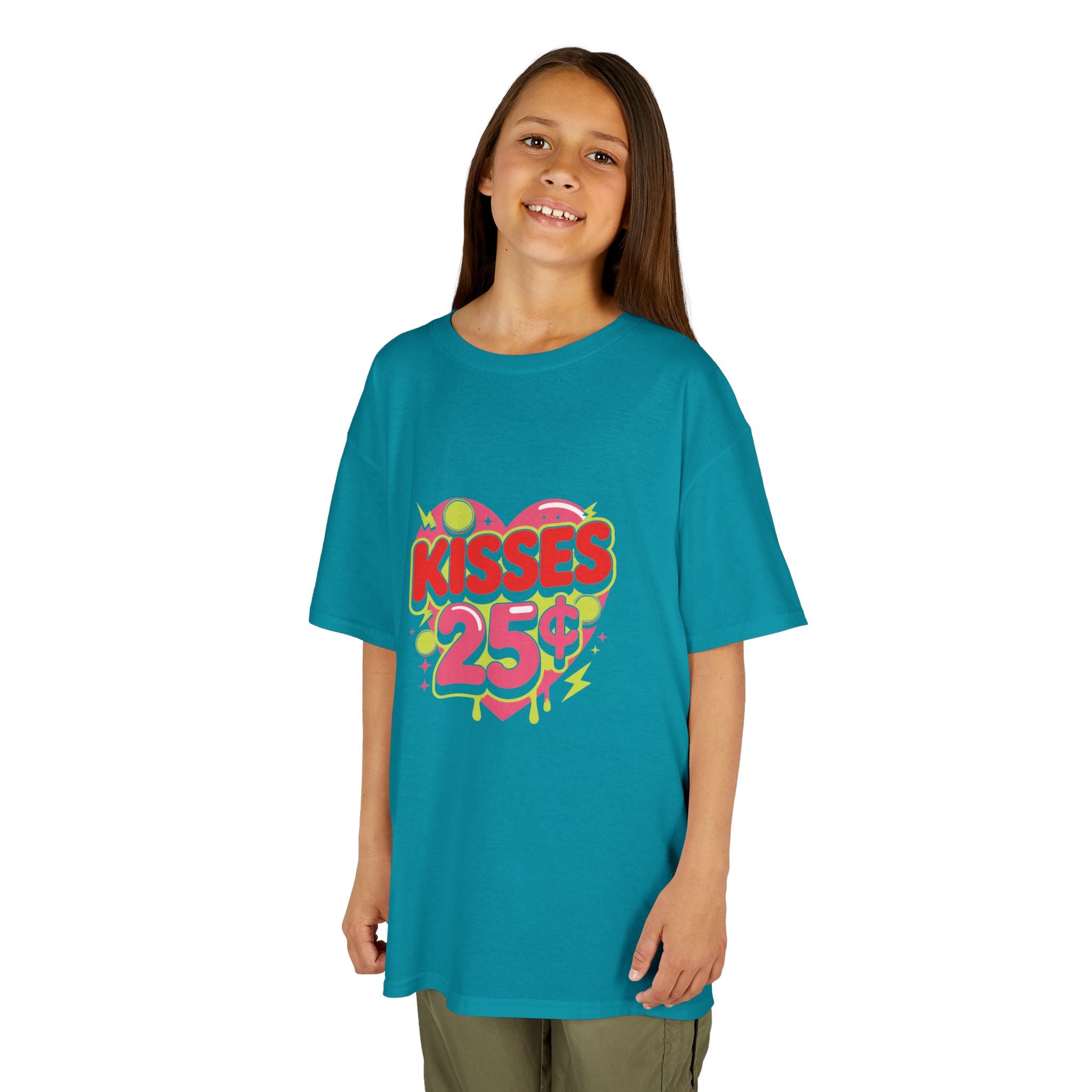 Kids T-Shirt — "Kisses 25" Retro Valentine Heart Tee 80s Retro
