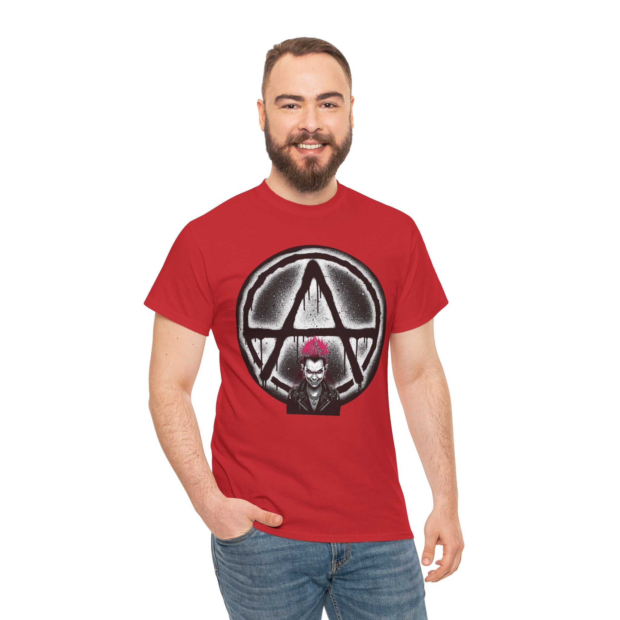 Anarchy Punk Graphic Tee — Red-Mohawk Rebel Shirt 80's Fashion