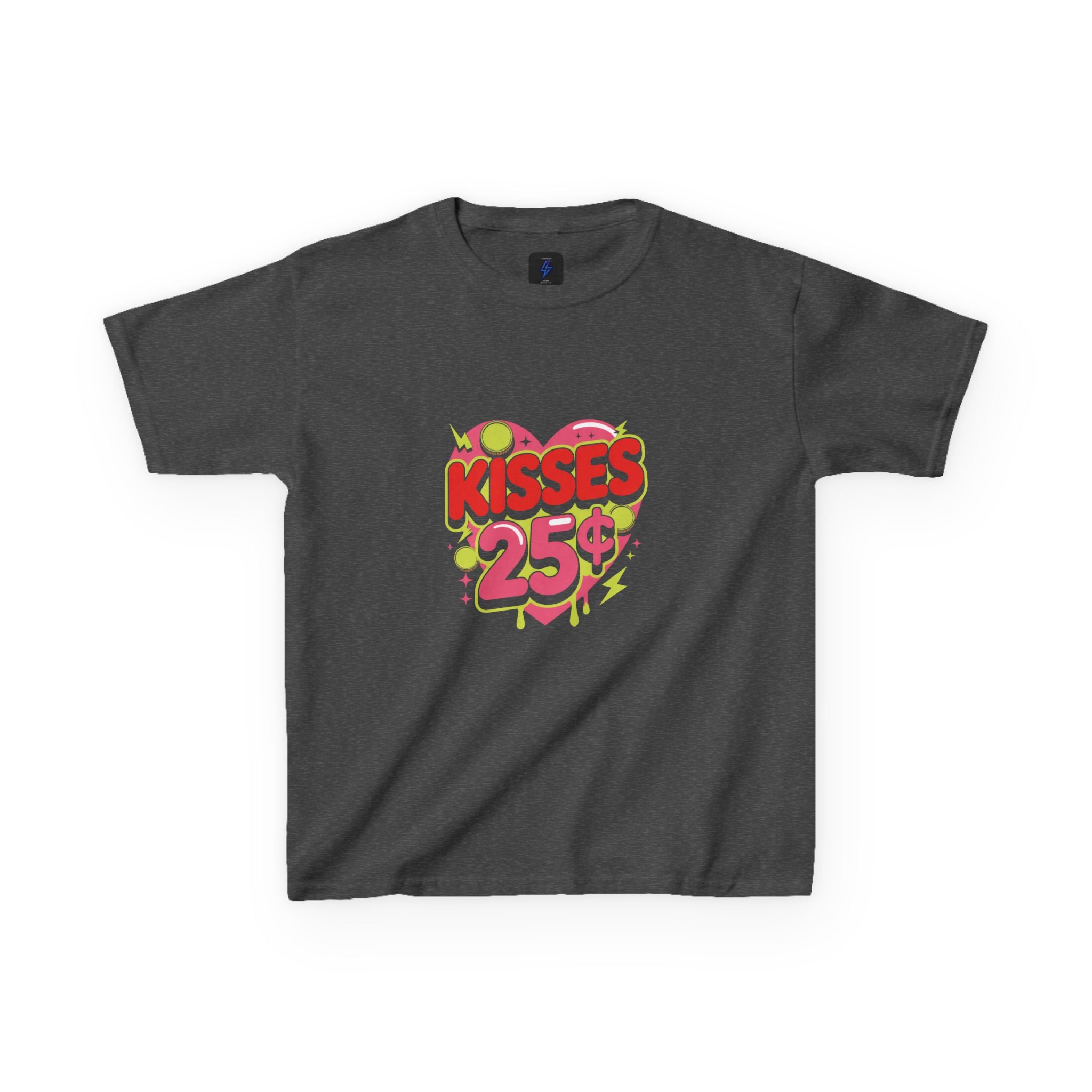 Kids T-Shirt — "Kisses 25" Retro Valentine Heart Tee 80s Retro