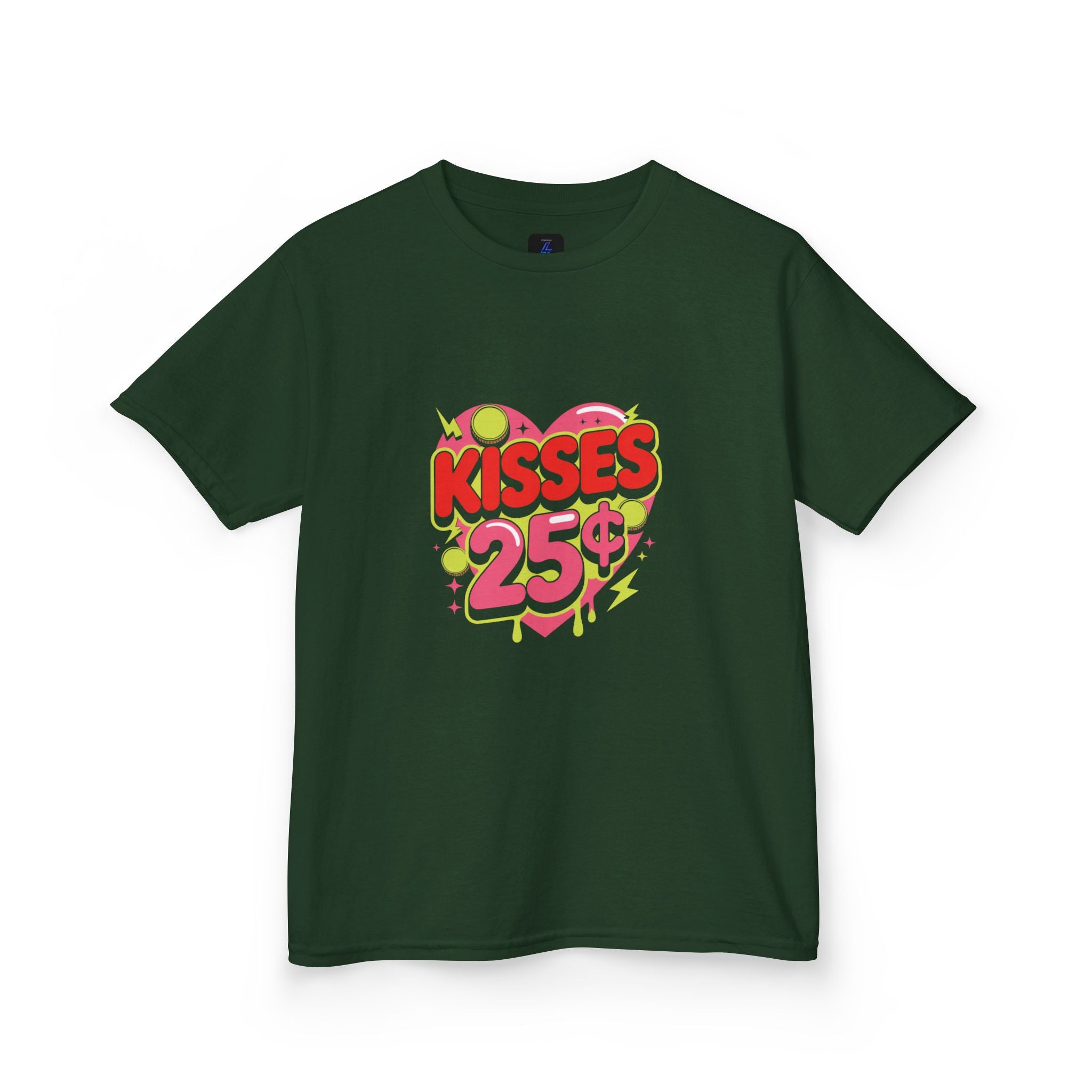 Kids T-Shirt — "Kisses 25" Retro Valentine Heart Tee 80s Retro