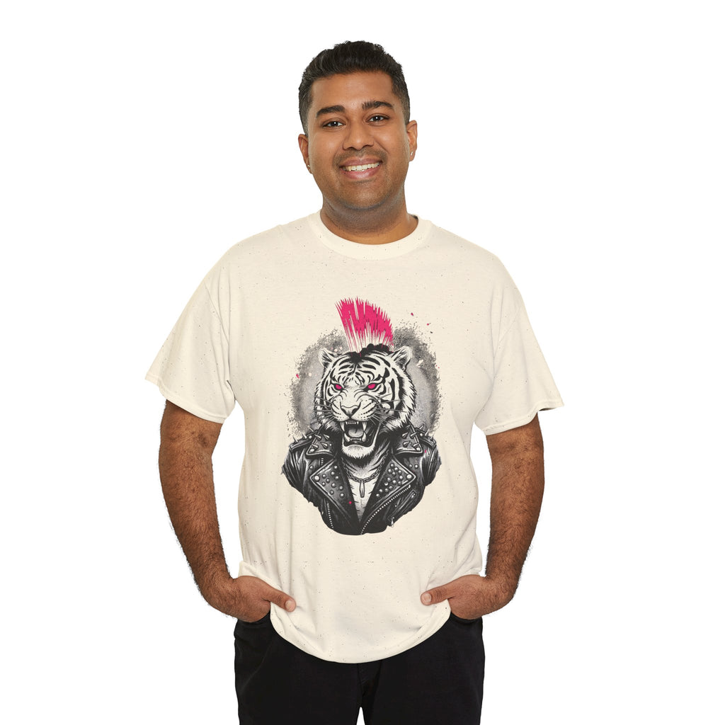 Punk Rock Tiger T-Shirt — Mohawk Tiger Graphic Tee 80's Fashion Rebel