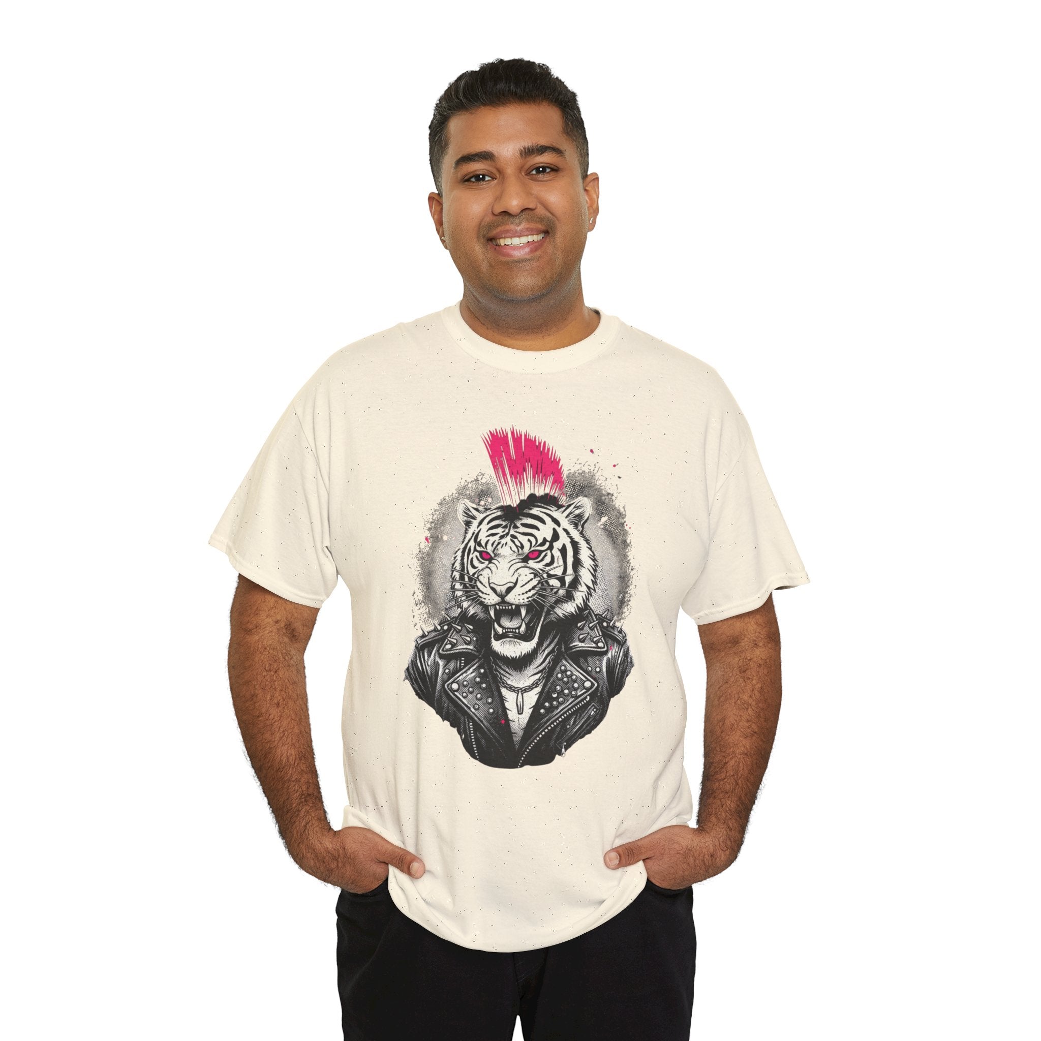 Punk Rock Tiger T-Shirt — Mohawk Tiger Graphic Tee 80's Fashion Rebel
