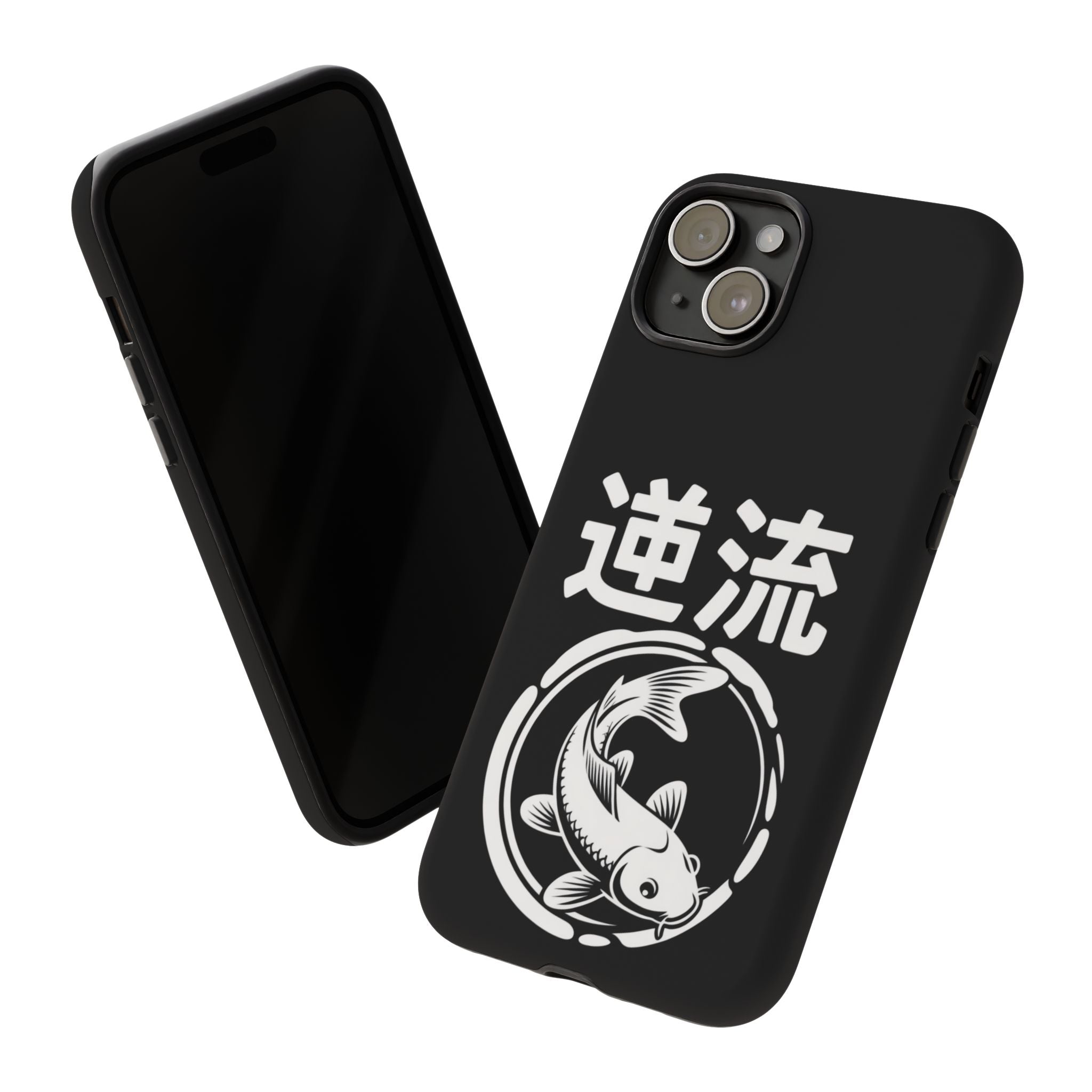 Koi '逆流' Tough Phone Case — Black Protective iPhone Cover - 80s Design