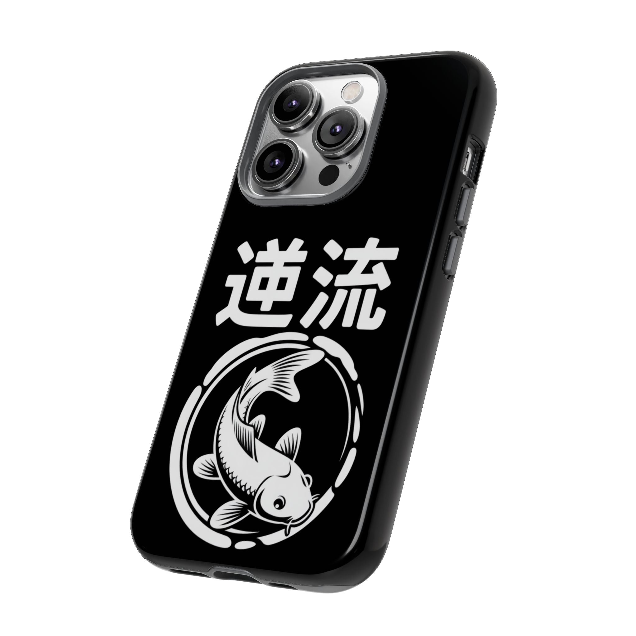 Koi '逆流' Tough Phone Case — Black Protective iPhone Cover - 80s Design