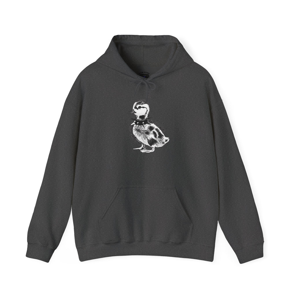 80s Punk Duckling Sketch Hoodie – Vintage Black & White Baby Duck Graphic Sweatshirt