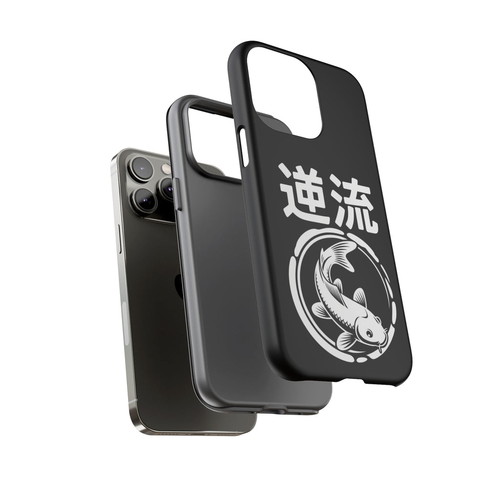 Koi '逆流' Tough Phone Case — Black Protective iPhone Cover - 80s Design