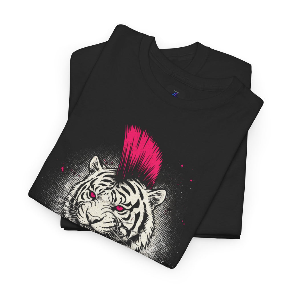 Punk Rock Tiger T-Shirt — Mohawk Tiger Graphic Tee 80's Fashion Rebel