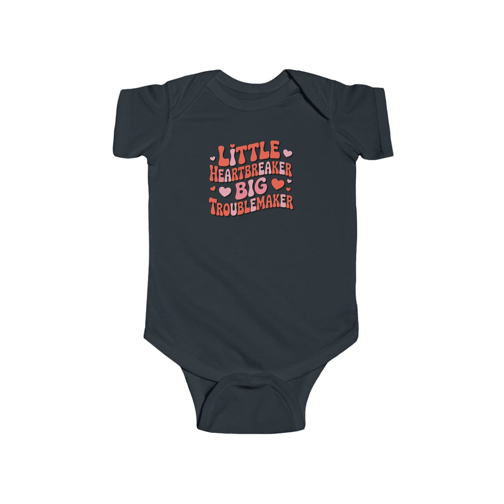 Infant Bodysuit — "Little Heartbreaker Big Trouble" Retro Heart Baby Onesie