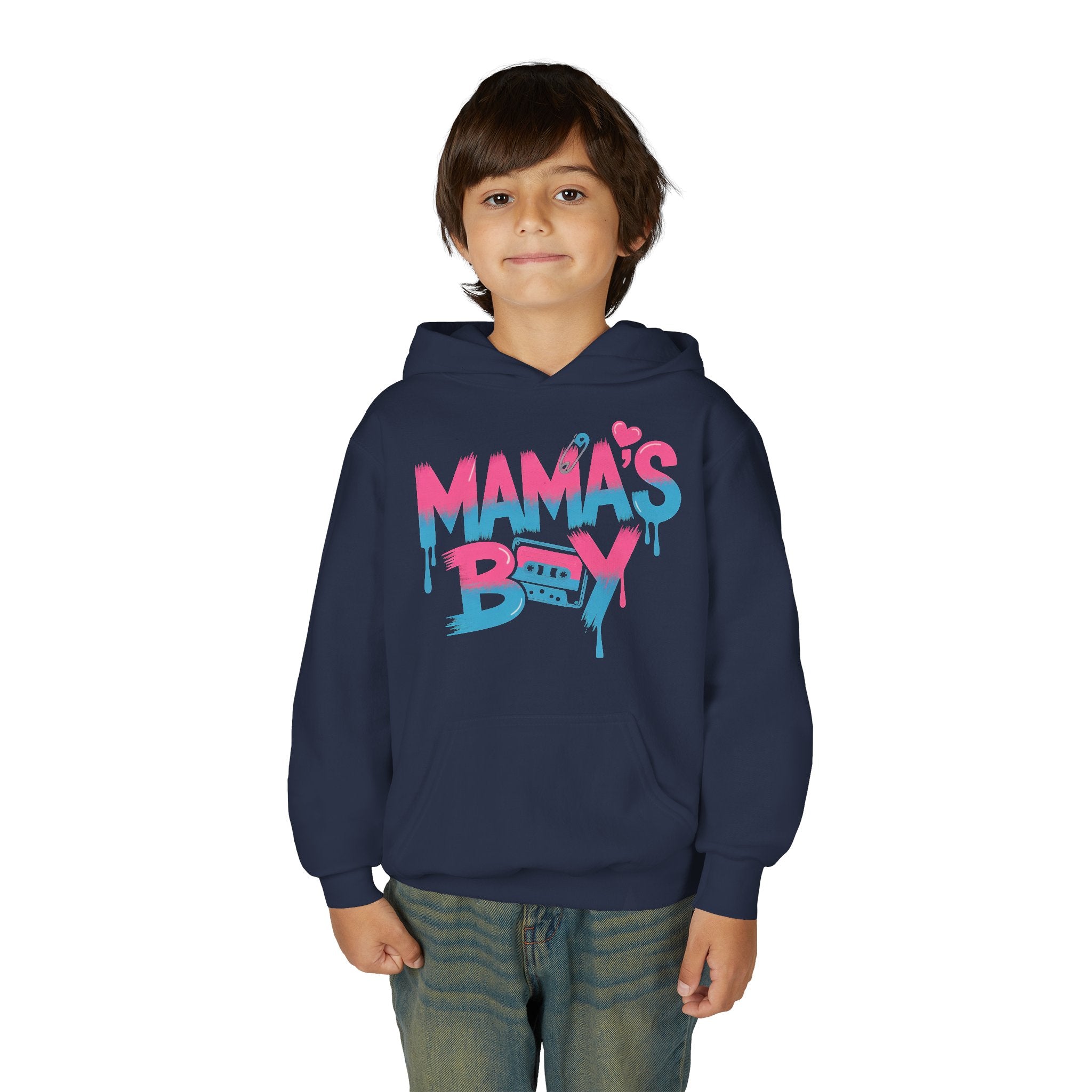 Youth Hoodie — "Mama's Boy" Colorful Drip Graphic Sweatshirt 80s Retro Style