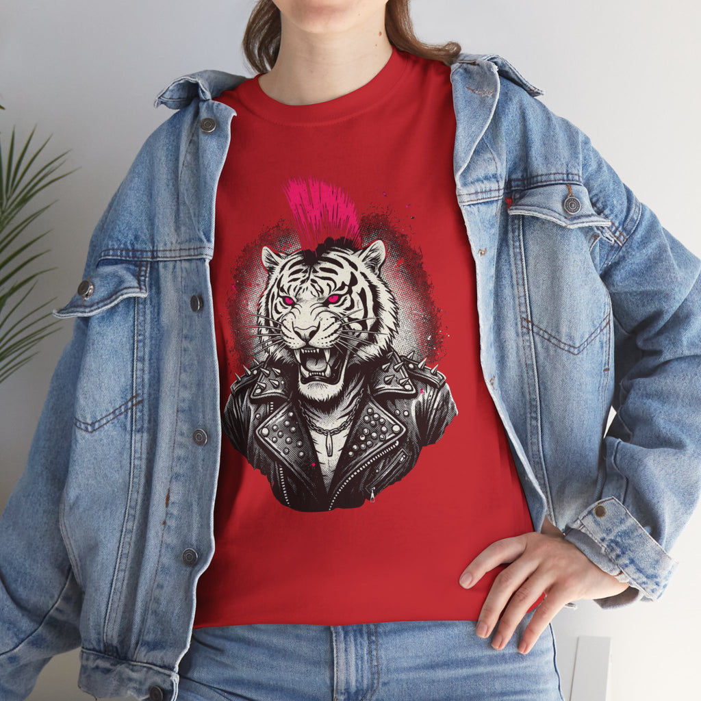 Punk Rock Tiger T-Shirt — Mohawk Tiger Graphic Tee 80's Fashion Rebel