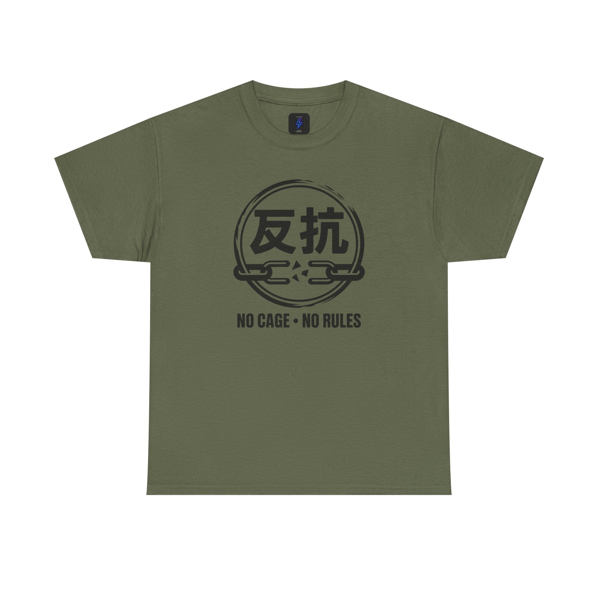 1980s Japanese-Inspired Tee — "No Cage • No Rules" 80s Rebellion