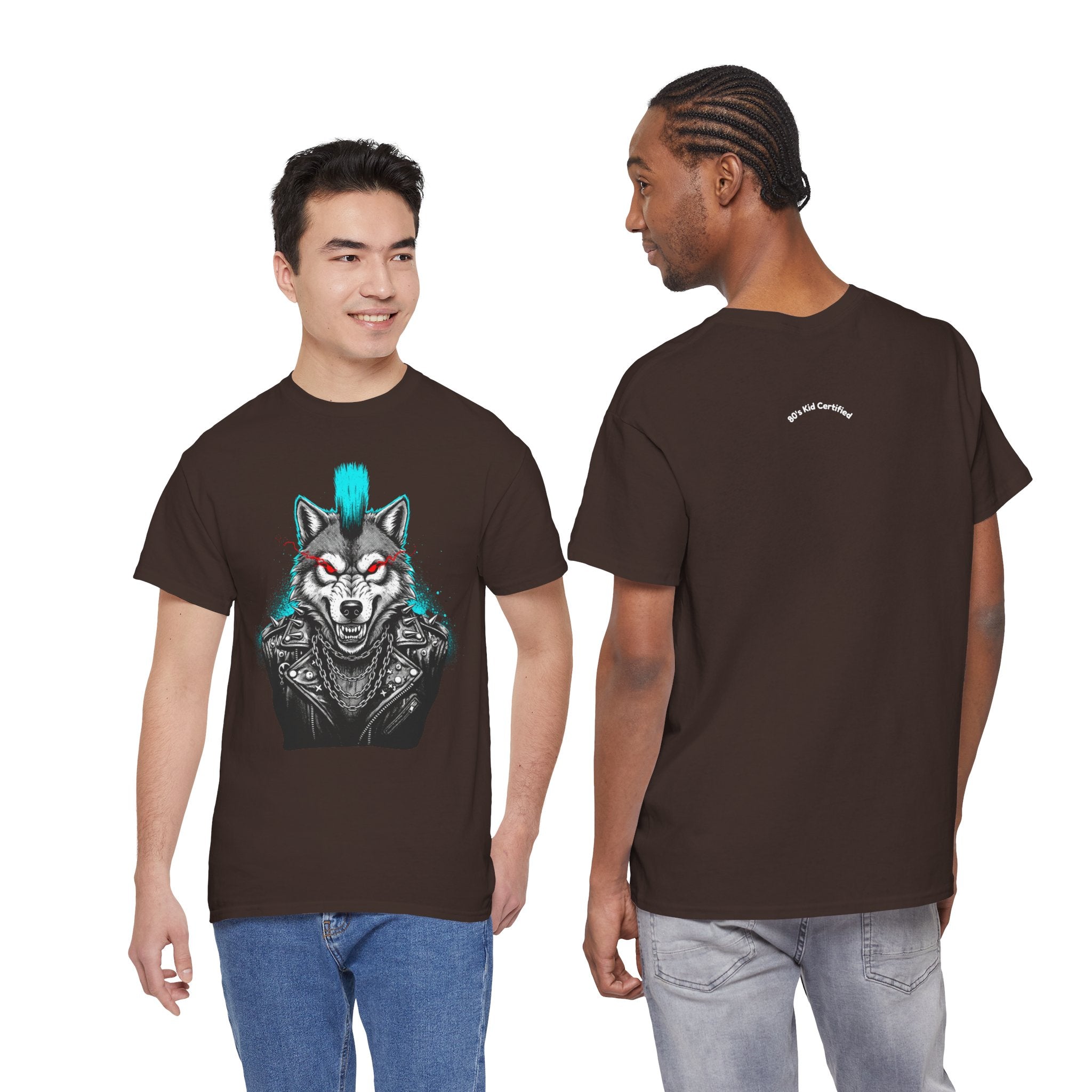 Wolf Punk Graphic Tee — Fierce Tribal Wolf Illustration T-Shirt 80's Rebel Fashion