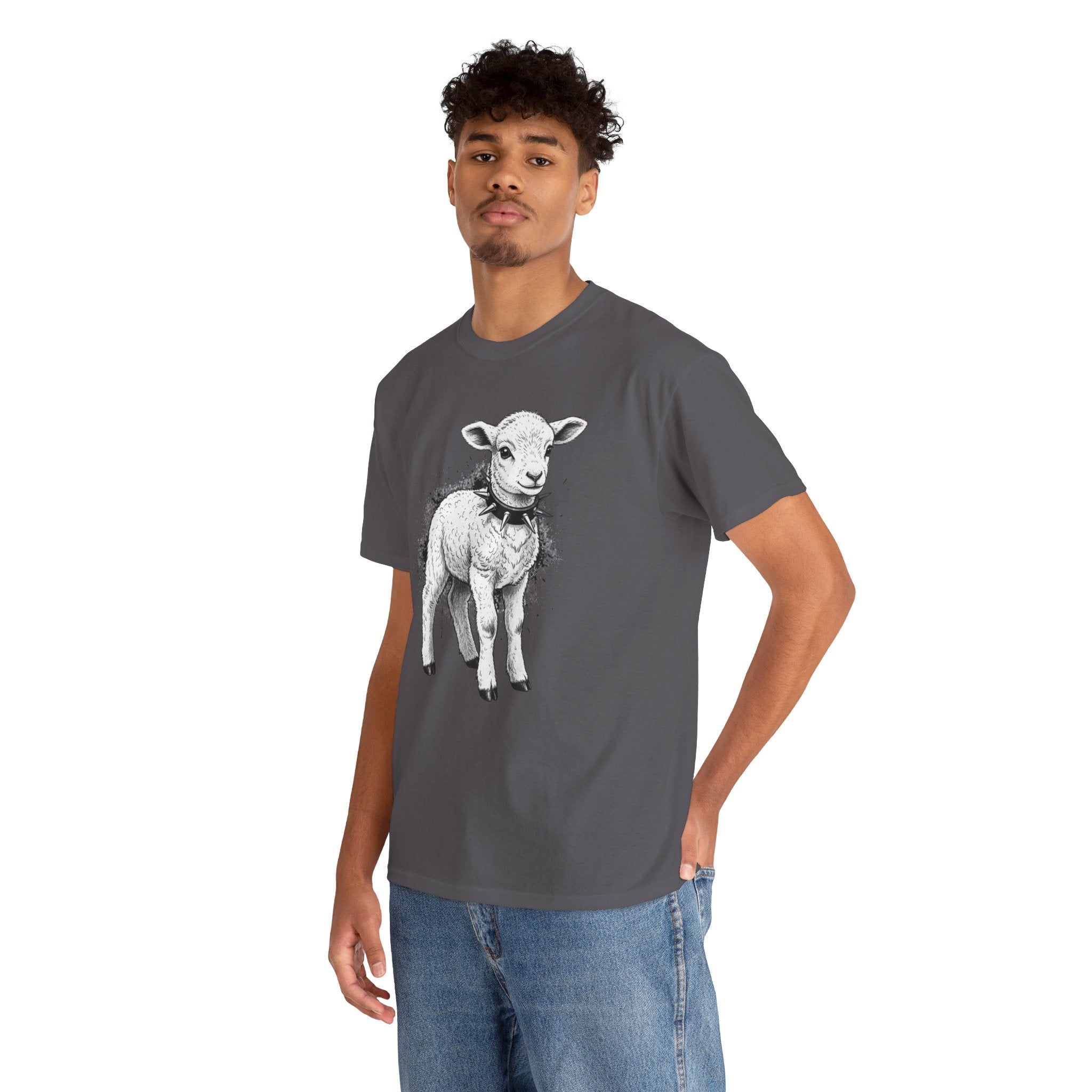 80s Punk Rock Lamb Illustration Tee — Vintage Baby Sheep Graphic T-Shirt