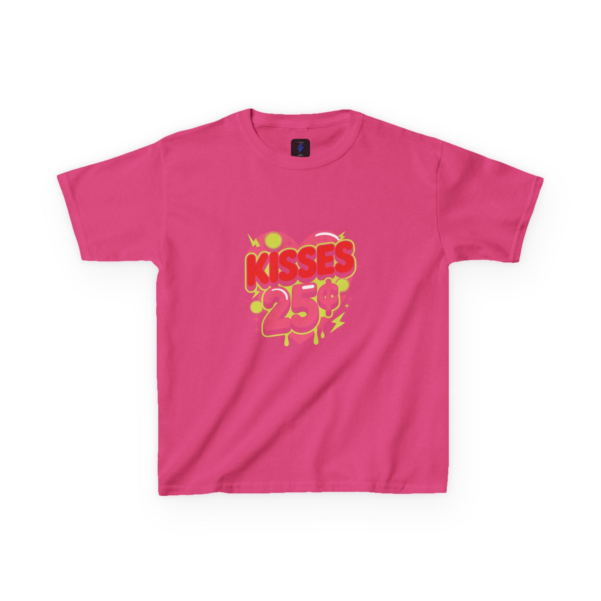 Kids T-Shirt — "Kisses 25" Retro Valentine Heart Tee 80s Retro