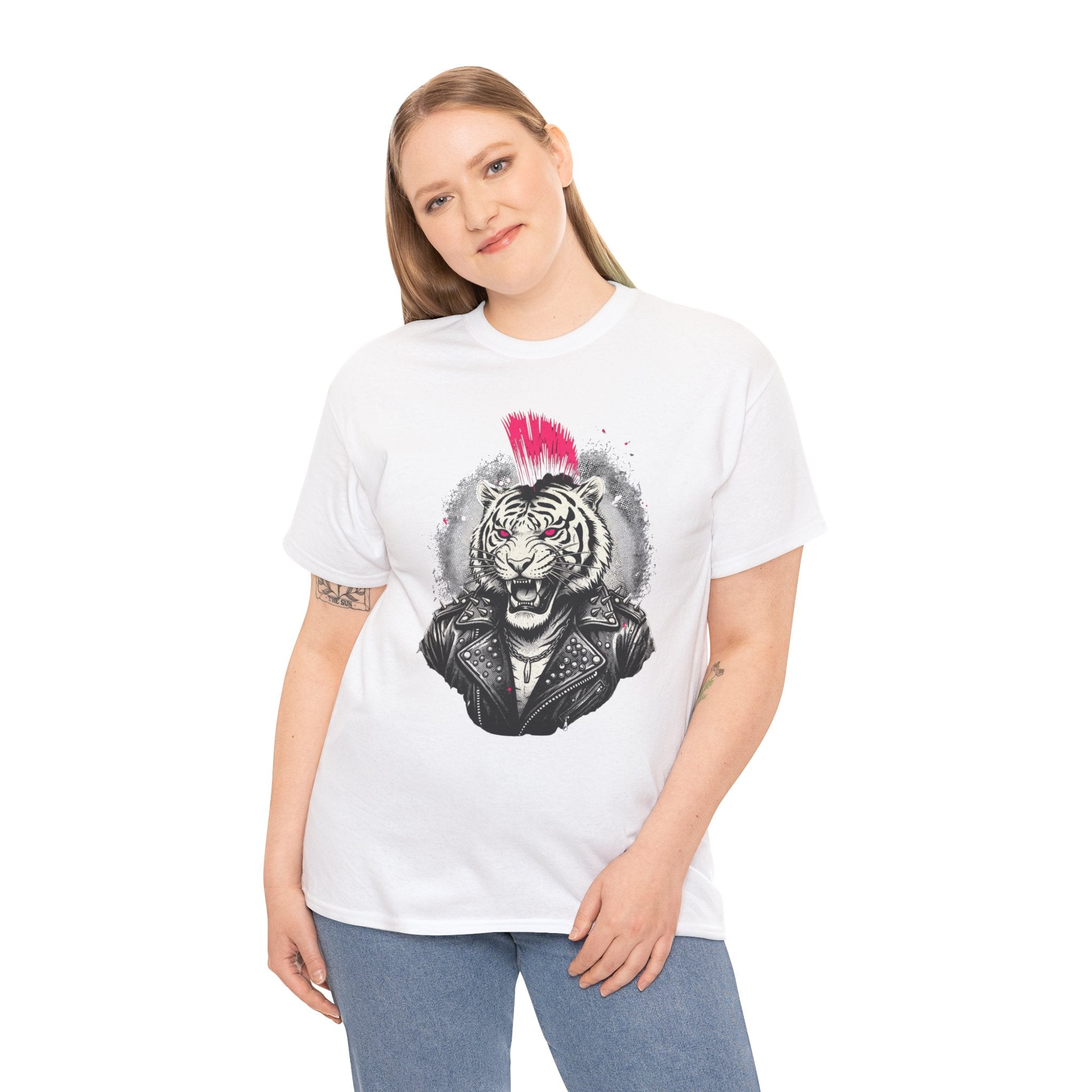 Punk Rock Tiger T-Shirt — Mohawk Tiger Graphic Tee 80's Fashion Rebel