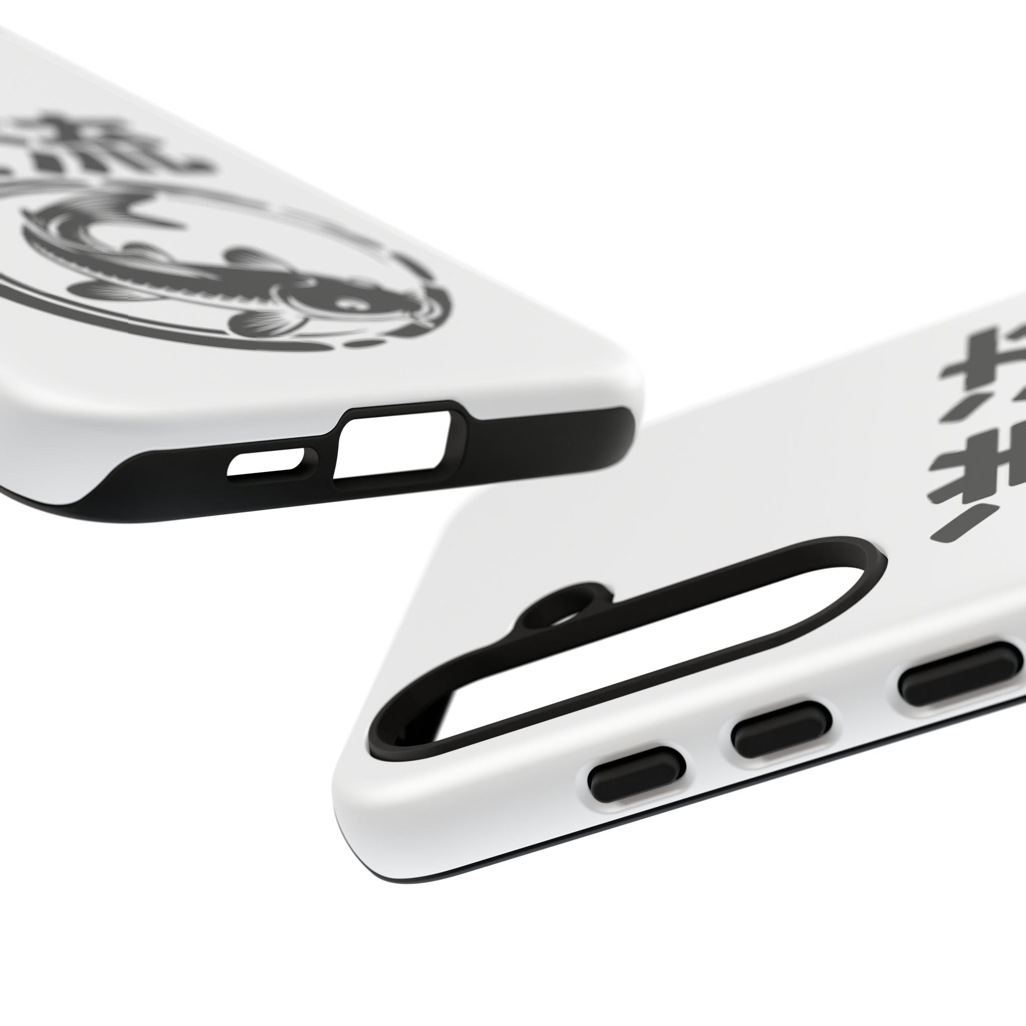 Phone Case — Koi Fish Yin Yang with Japanese Kanji (逆流) — Tough Protective Cover 80s Design