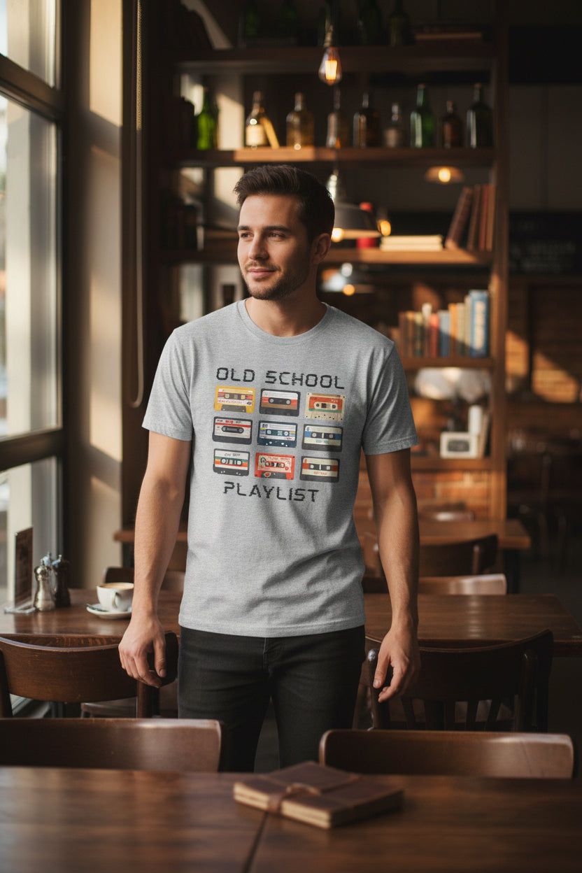 Old School Playlist T-Shirt — Retro 80s Cassette Tape Graphic Tee
