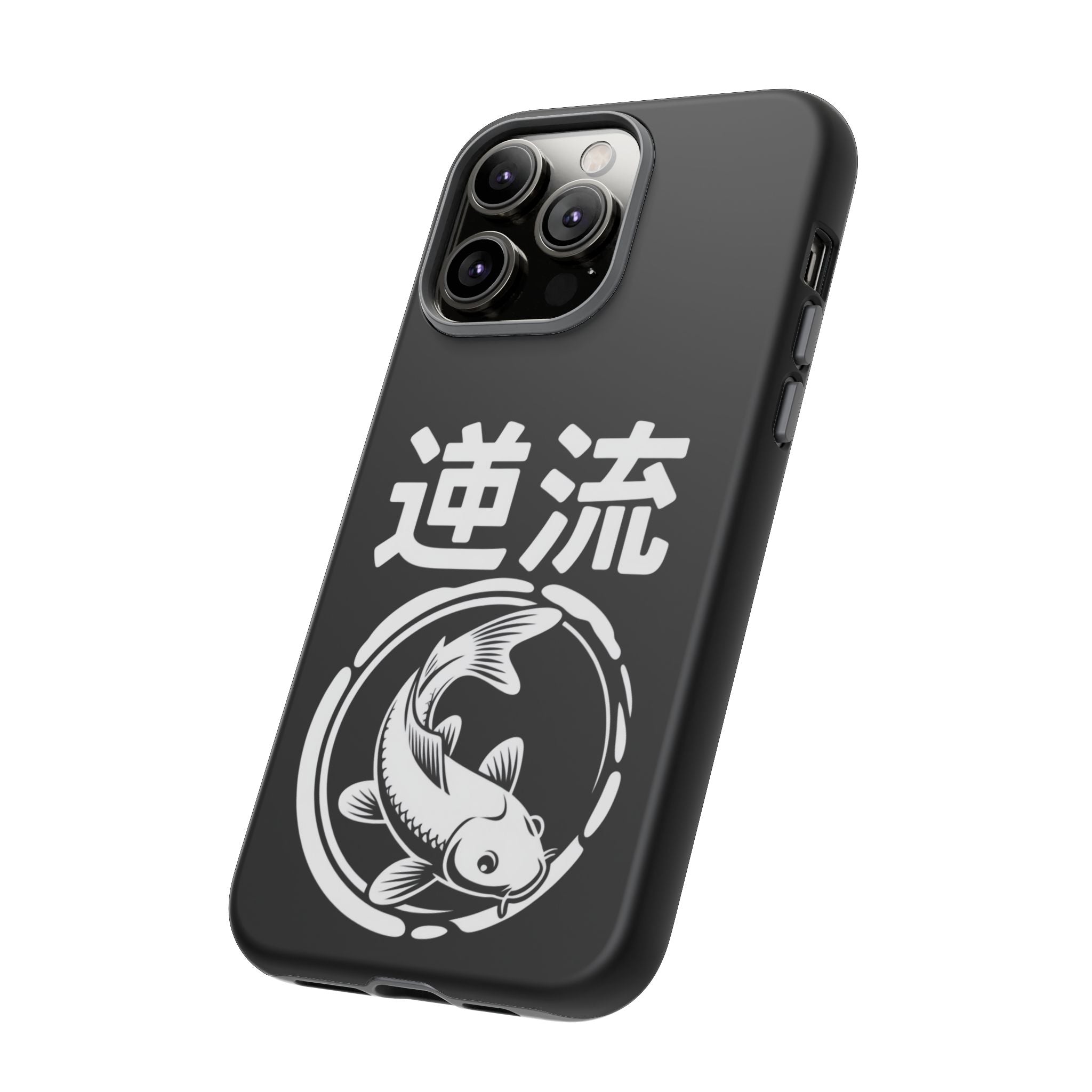 Koi '逆流' Tough Phone Case — Black Protective iPhone Cover - 80s Design