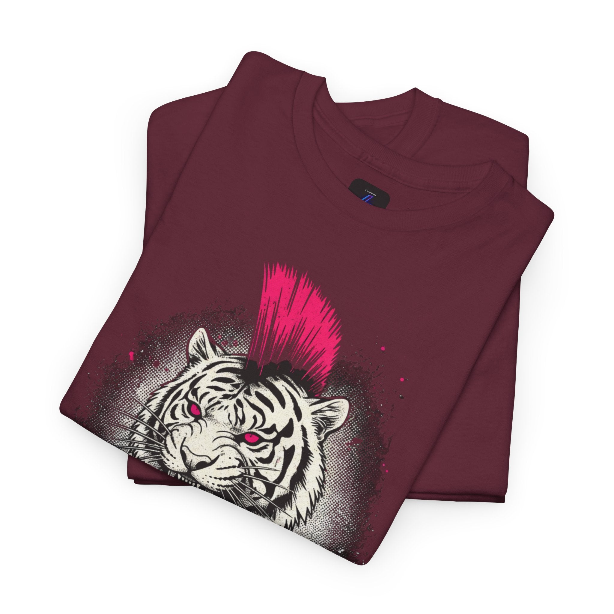 Punk Rock Tiger T-Shirt — Mohawk Tiger Graphic Tee 80's Fashion Rebel