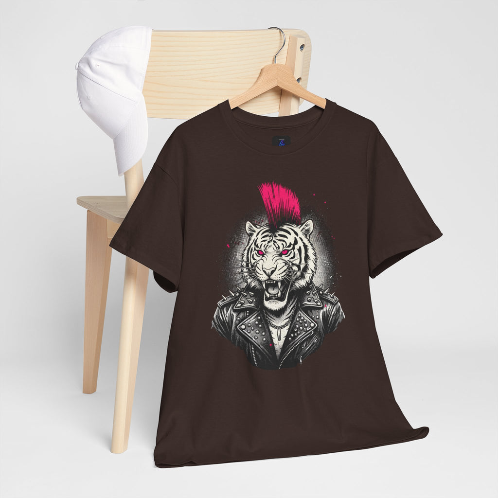 Punk Rock Tiger T-Shirt — Mohawk Tiger Graphic Tee 80's Fashion Rebel