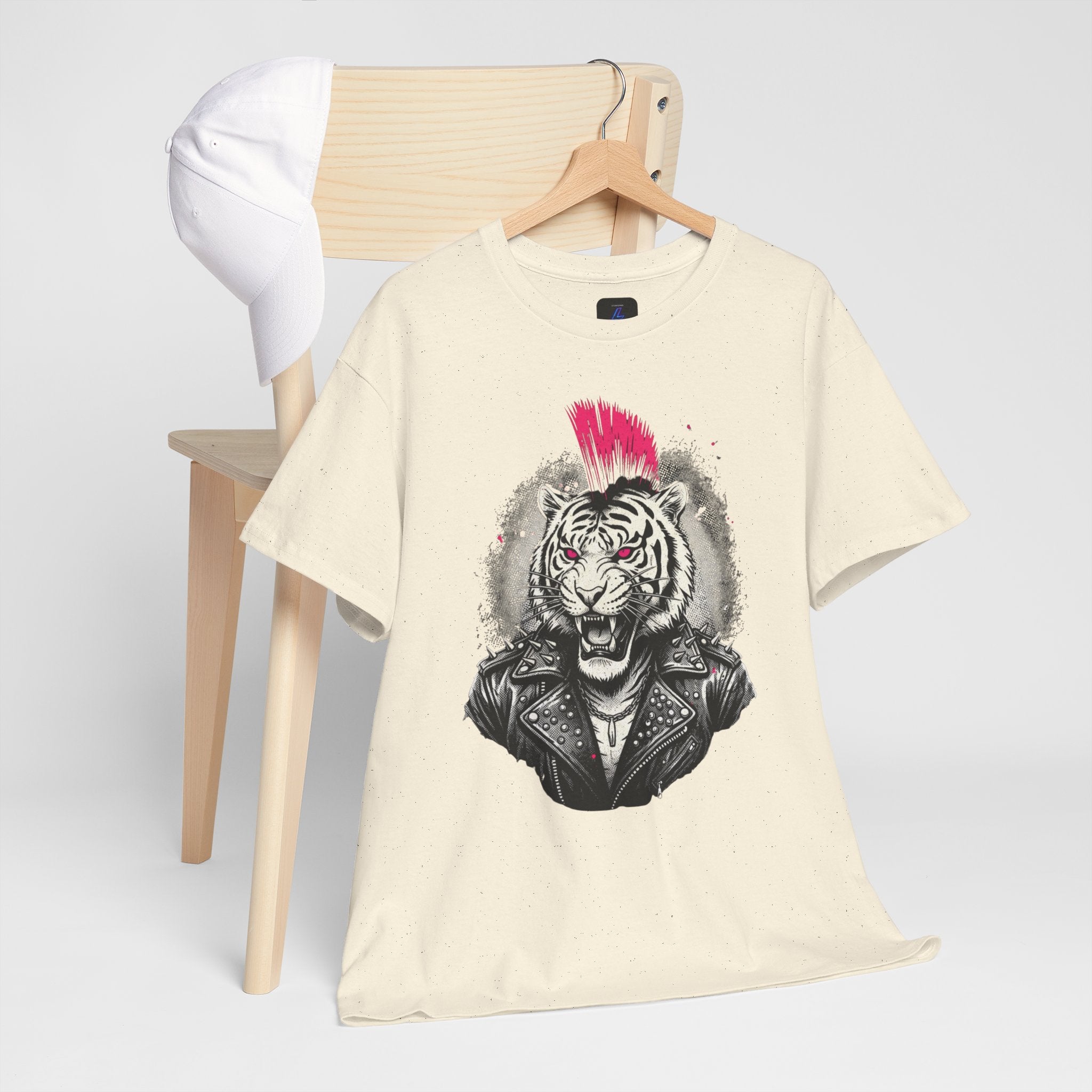 Punk Rock Tiger T-Shirt — Mohawk Tiger Graphic Tee 80's Fashion Rebel