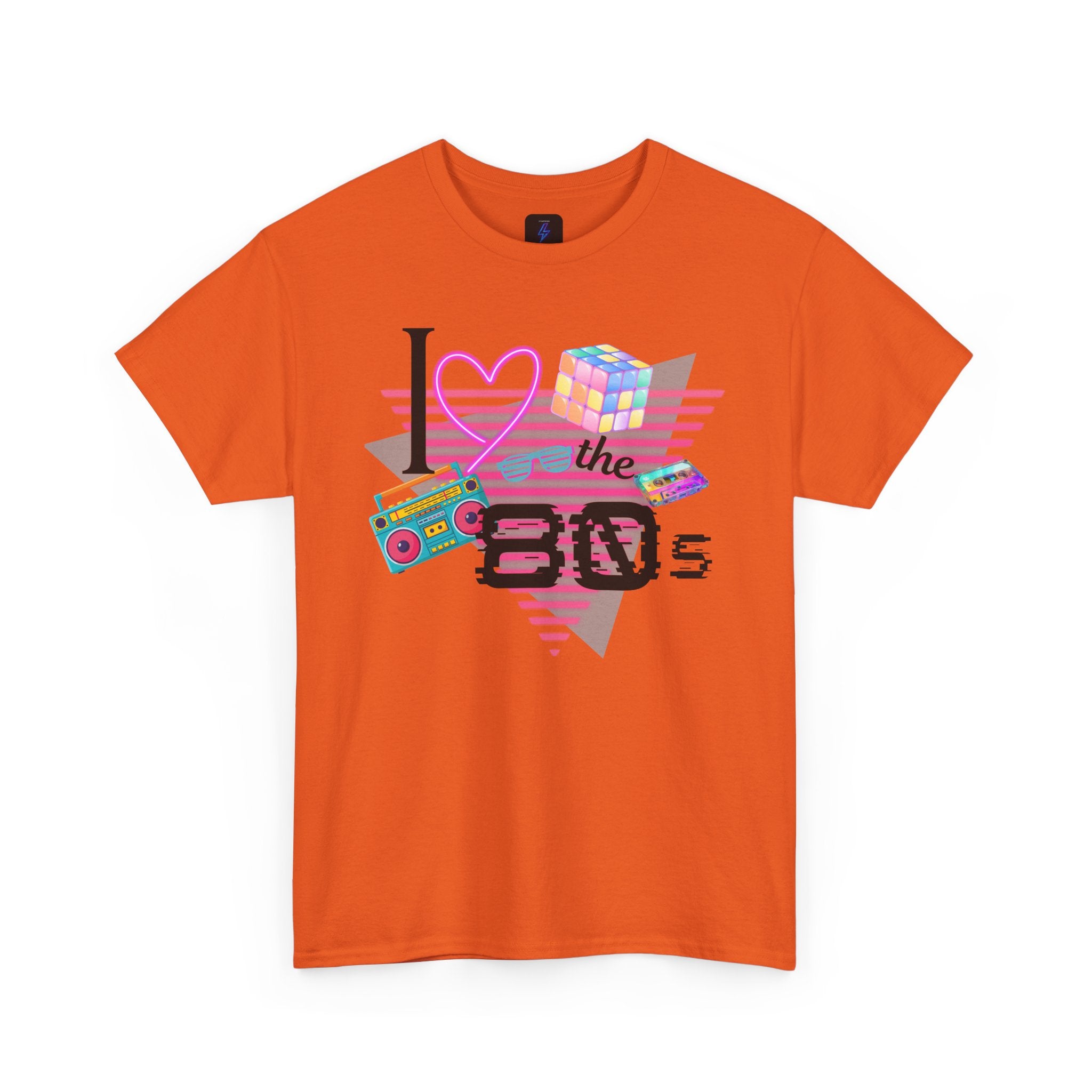 I Love the 80s T-Shirt — Retro Cassette, Rubik’s Cube & Neon Vintage Tee