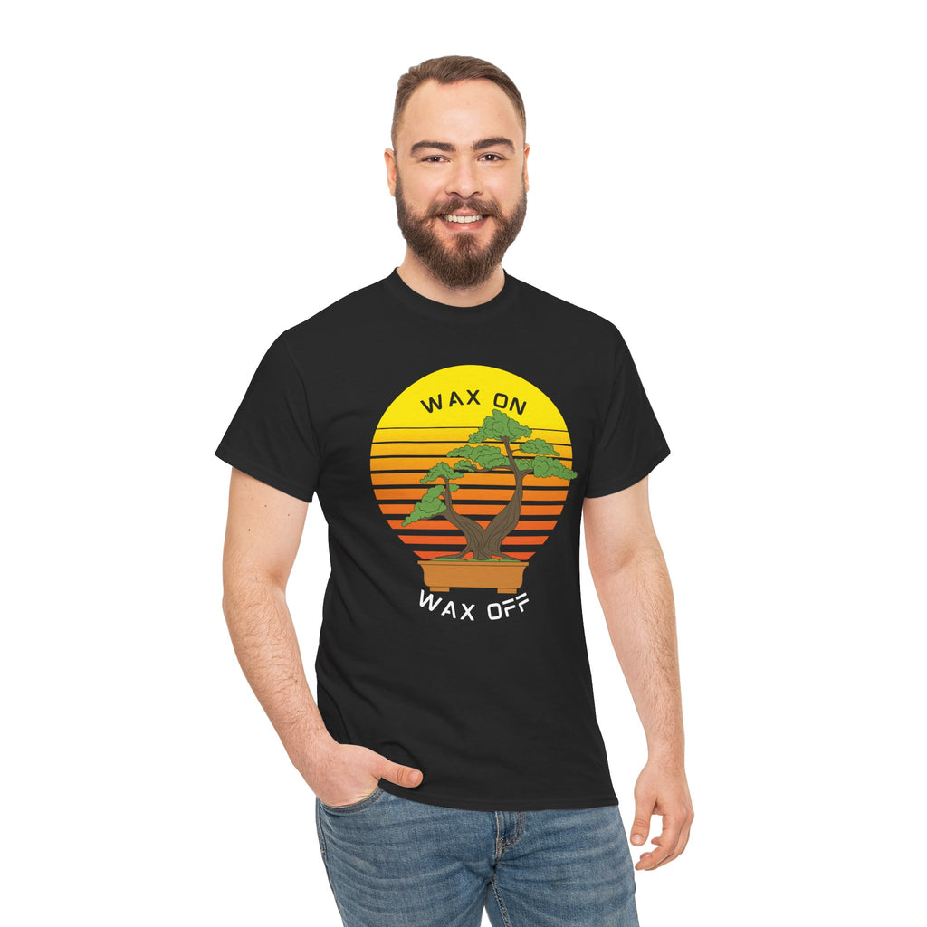Wax On Wax Off Bonsai Tee — Retro Sunset Martial Arts T‑Shirt K-Kid Retro 80's