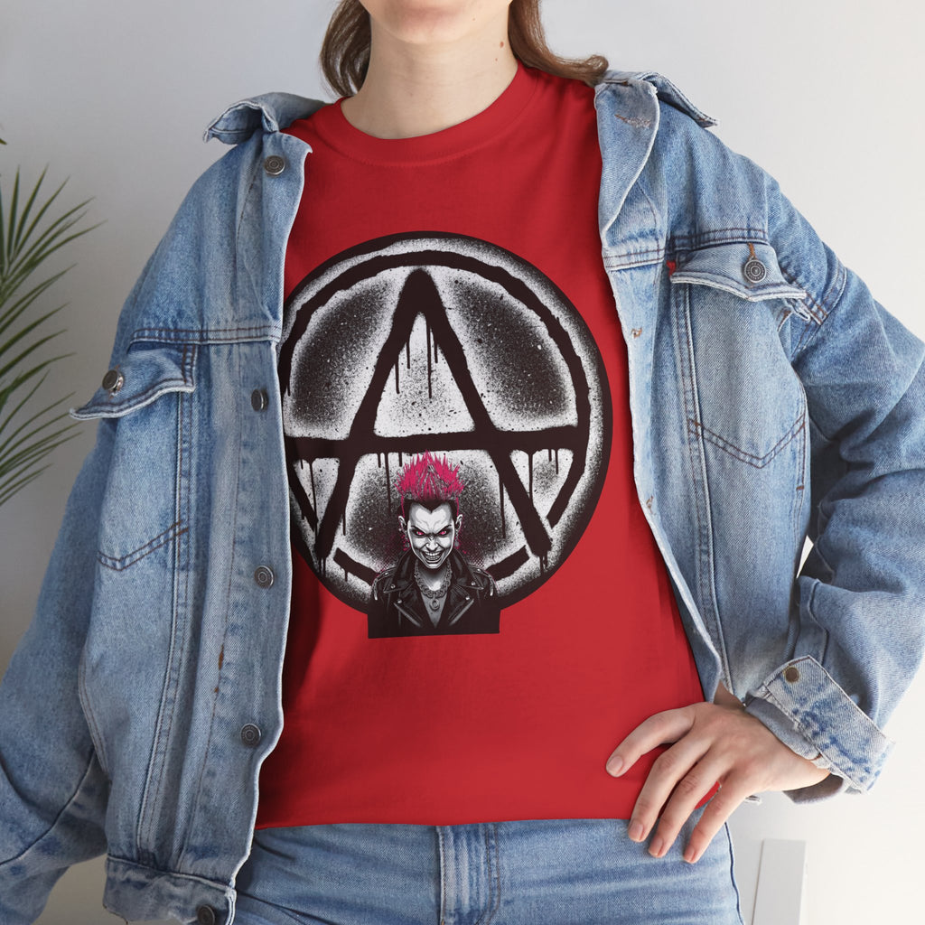 Anarchy Punk Graphic Tee — Red-Mohawk Rebel Shirt 80's Fashion