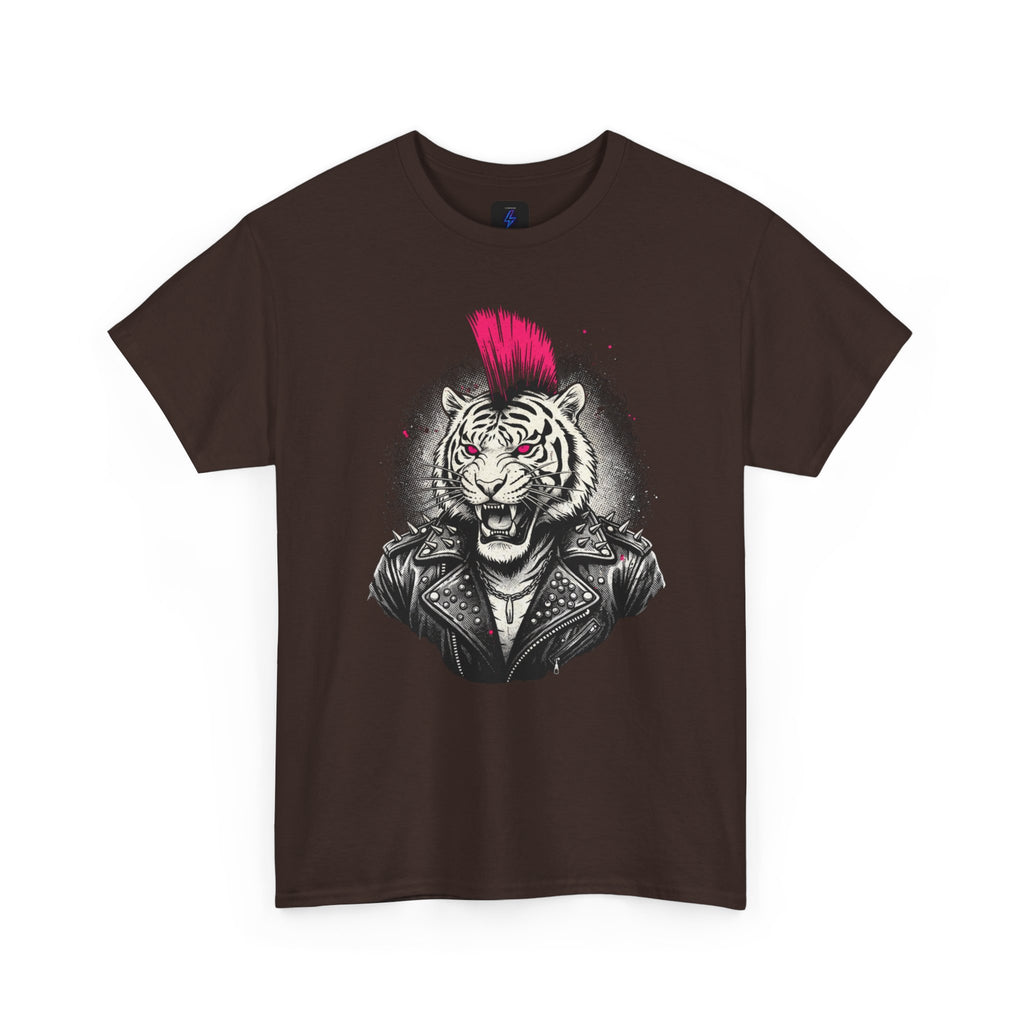 Punk Rock Tiger T-Shirt — Mohawk Tiger Graphic Tee 80's Fashion Rebel