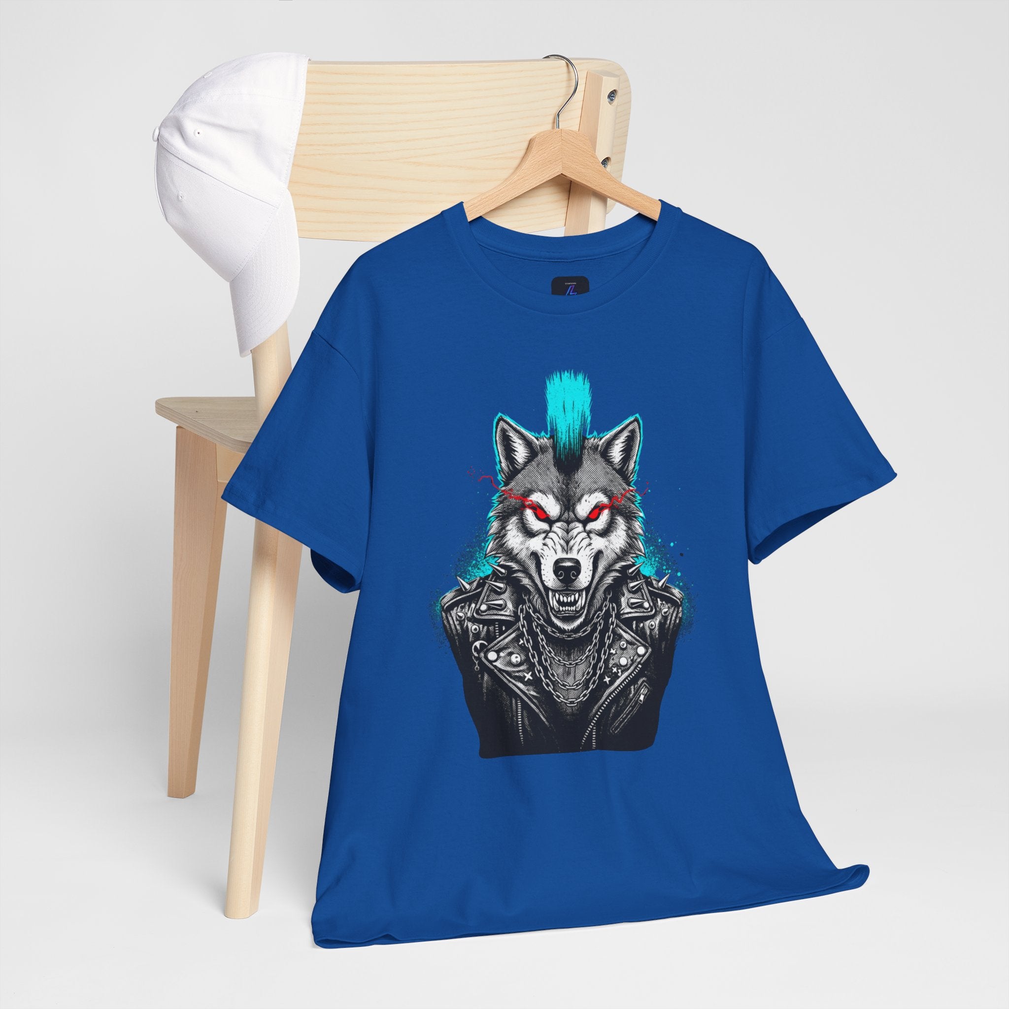 Wolf Punk Graphic Tee — Fierce Tribal Wolf Illustration T-Shirt 80's Rebel Fashion