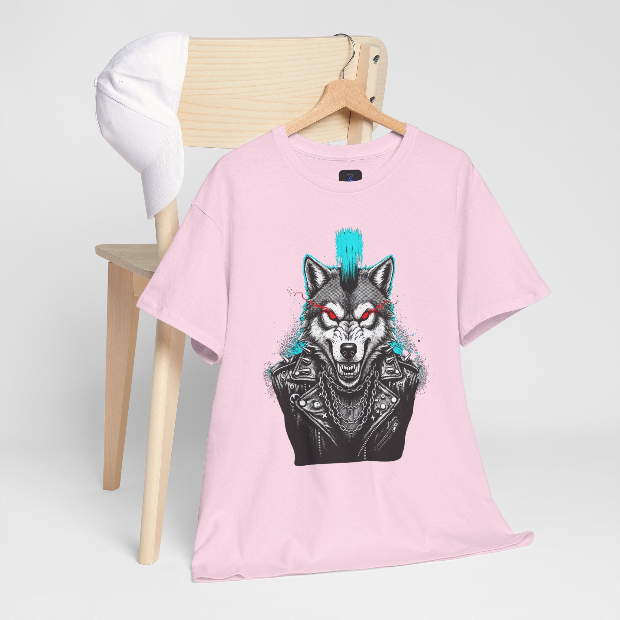 Wolf Punk Graphic Tee — Fierce Tribal Wolf Illustration T-Shirt 80's Rebel Fashion