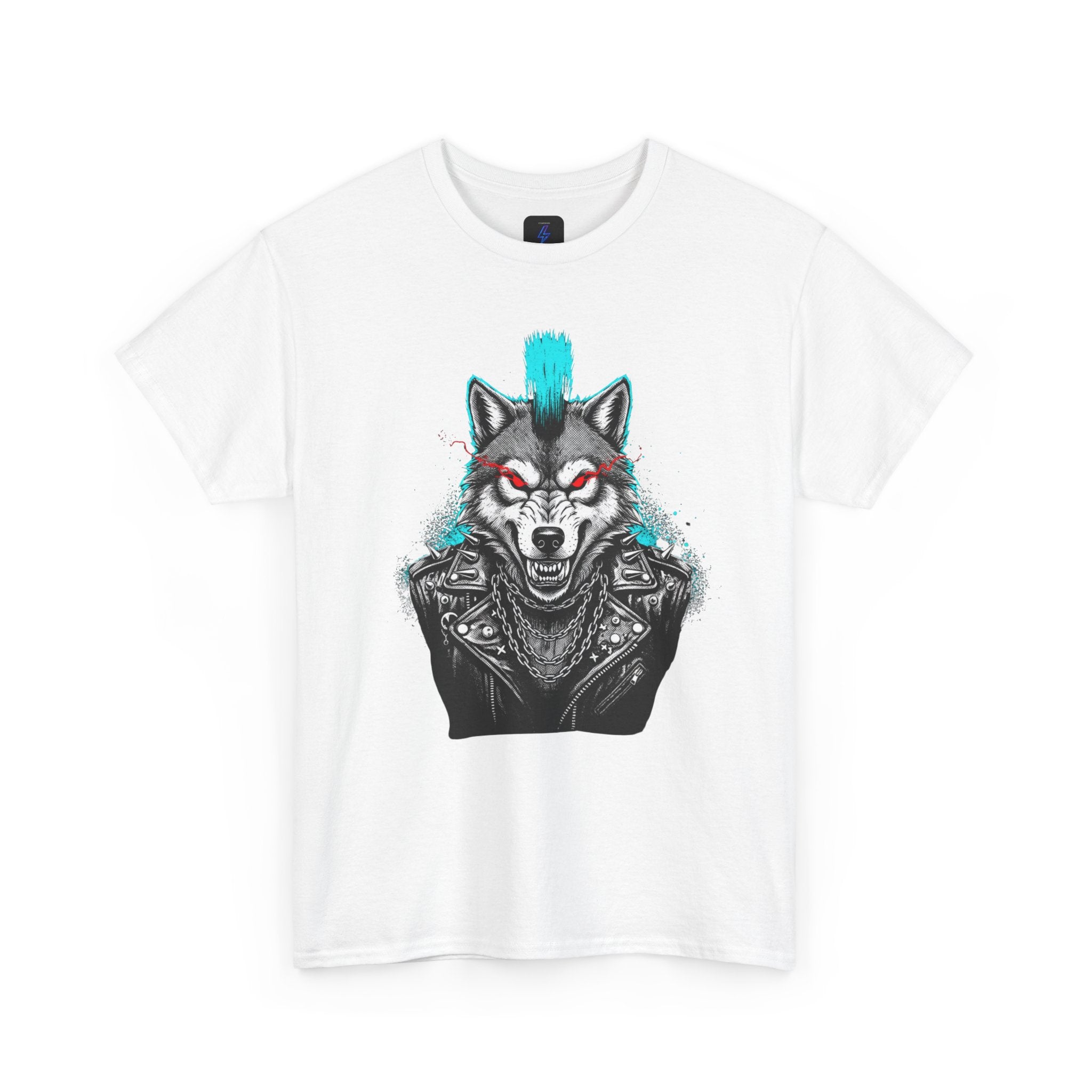 Wolf Punk Graphic Tee — Fierce Tribal Wolf Illustration T-Shirt 80's Rebel Fashion