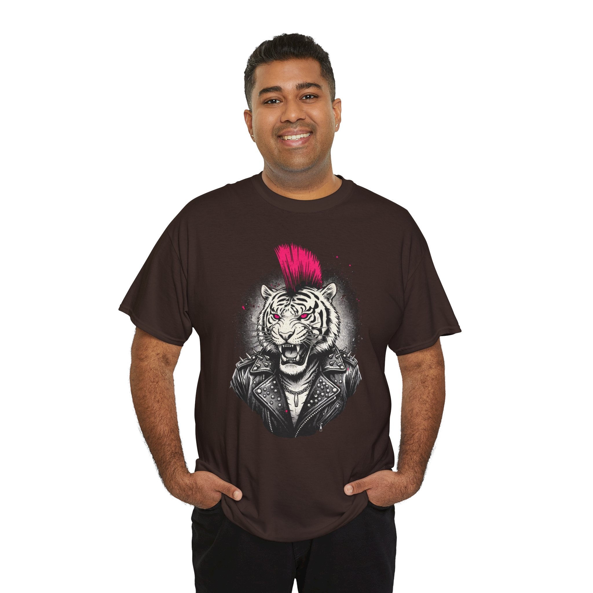 Punk Rock Tiger T-Shirt — Mohawk Tiger Graphic Tee 80's Fashion Rebel