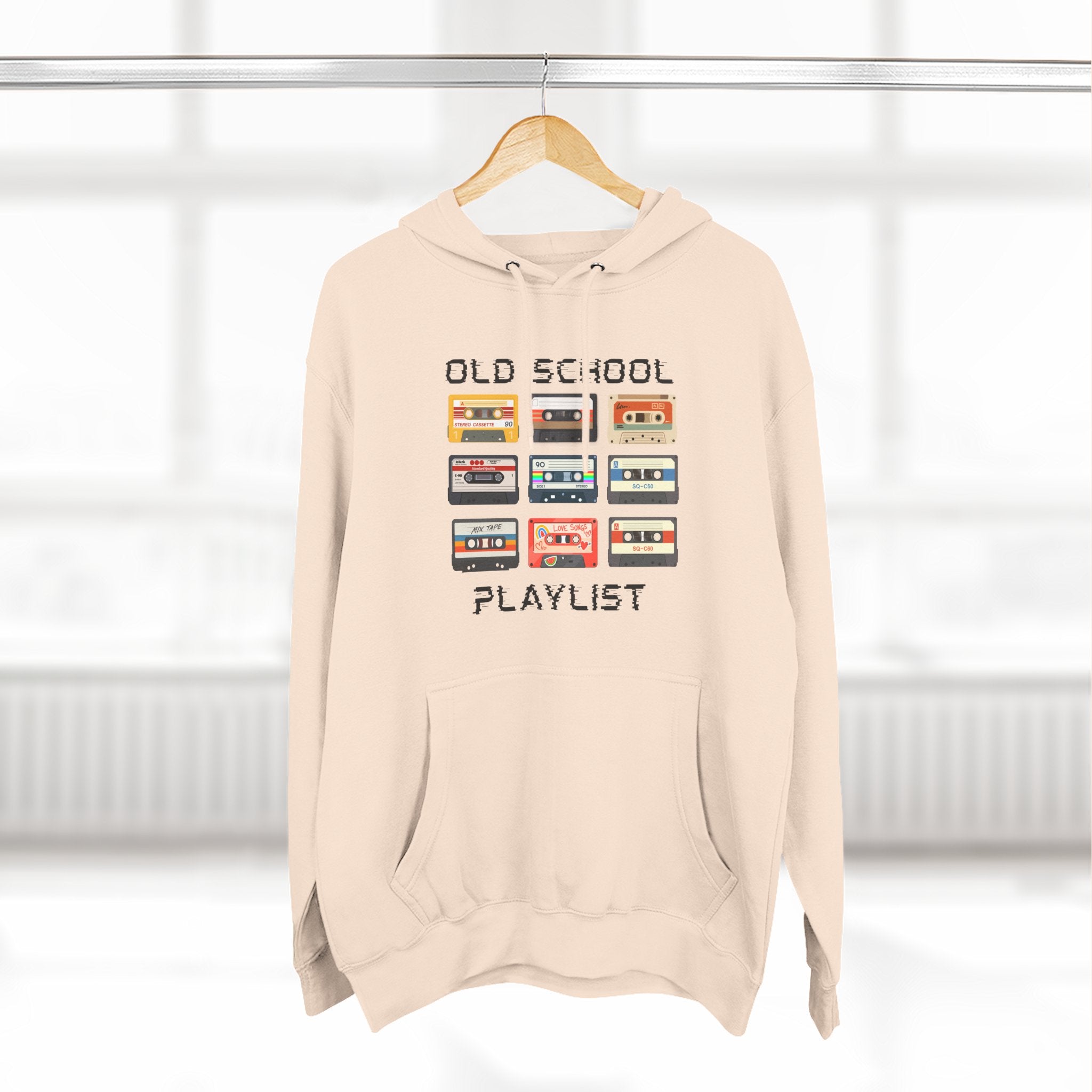 Old School Playlist Hoodie — Retro 80s Cassette Tape Graphic Pullover