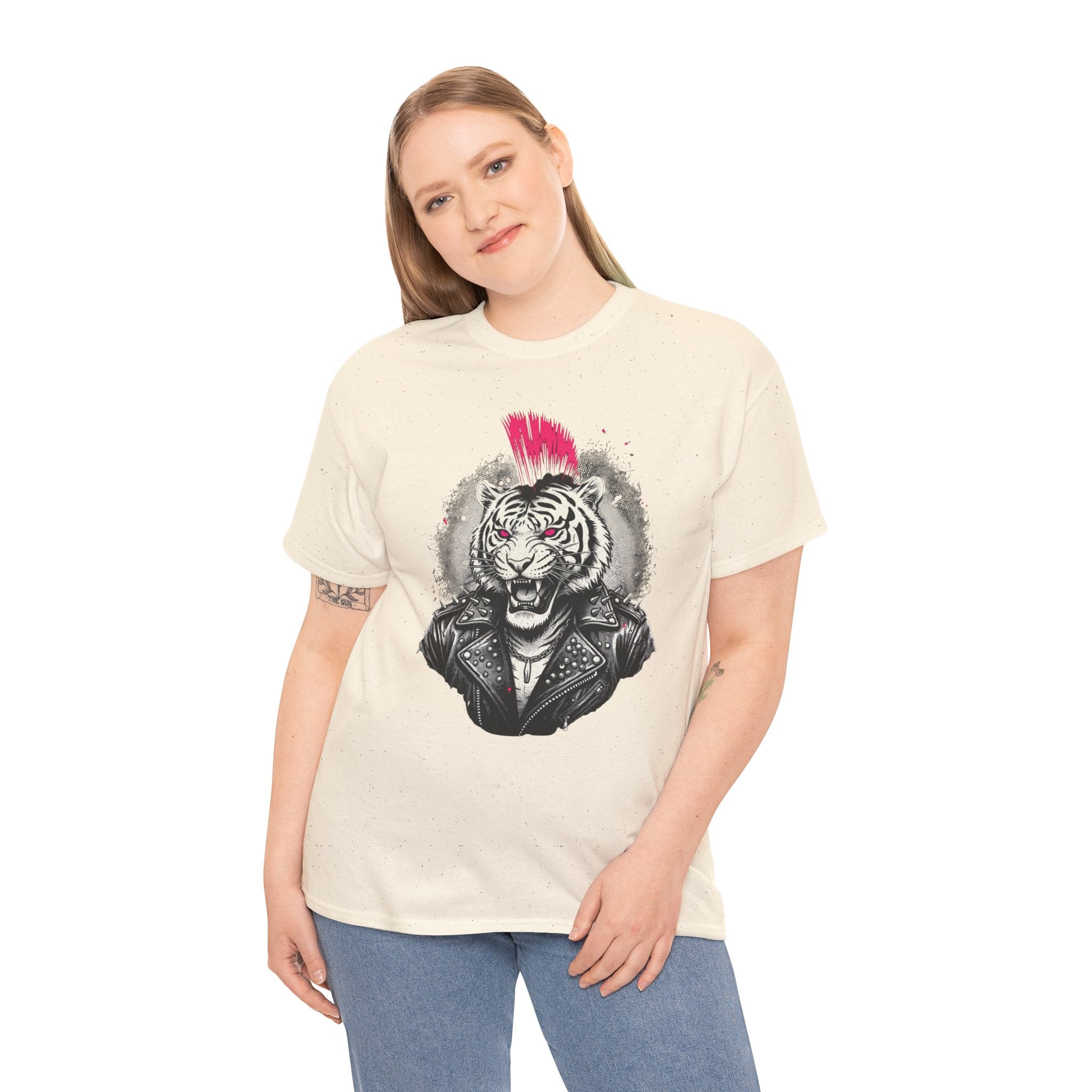 Punk Rock Tiger T-Shirt — Mohawk Tiger Graphic Tee 80's Fashion Rebel