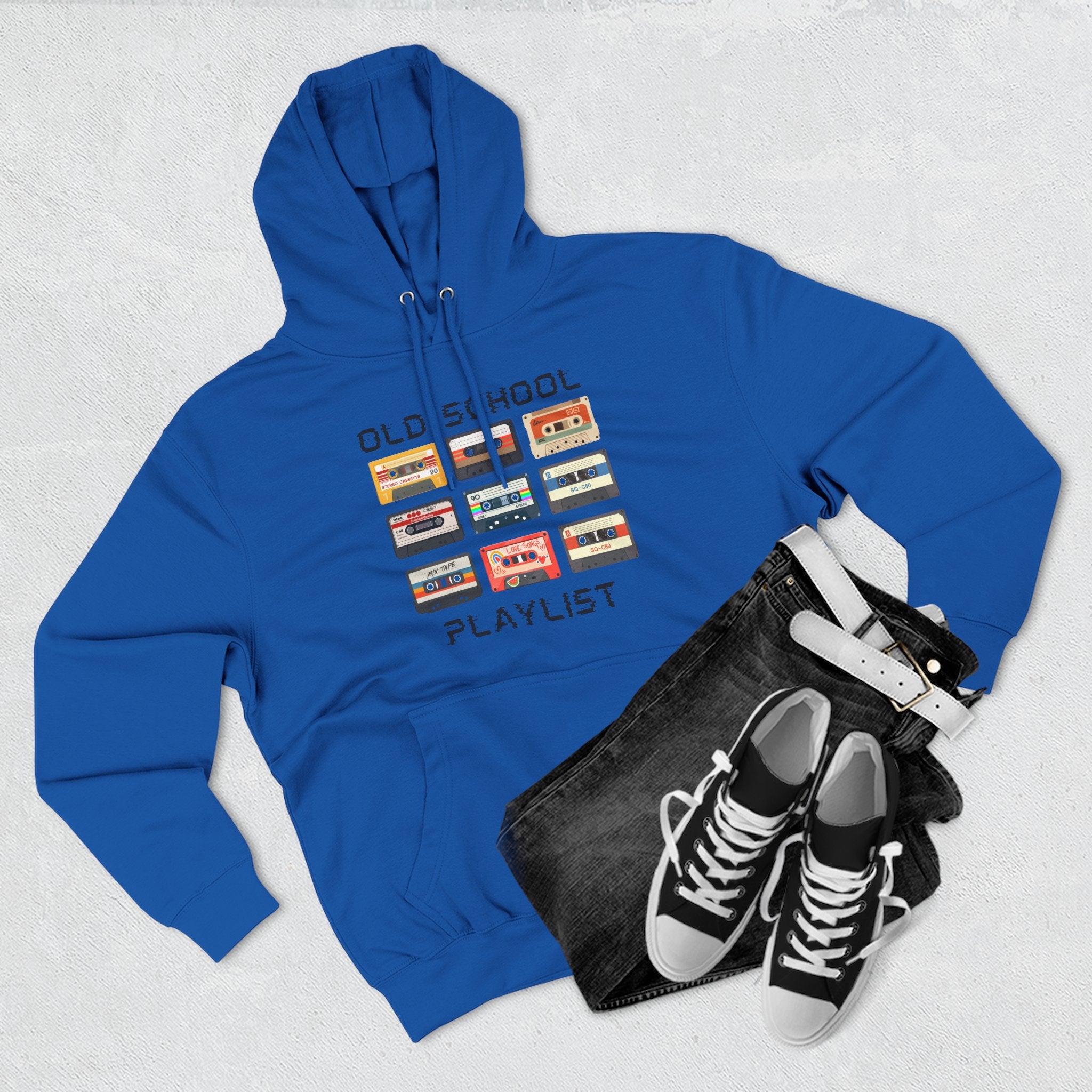Old School Playlist Hoodie — Retro 80s Cassette Tape Graphic Pullover