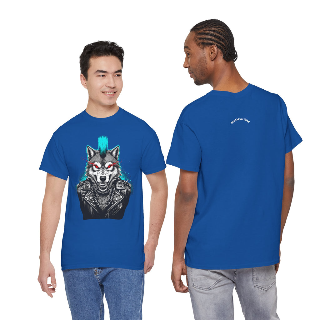 Wolf Punk Graphic Tee — Fierce Tribal Wolf Illustration T-Shirt 80's Rebel Fashion