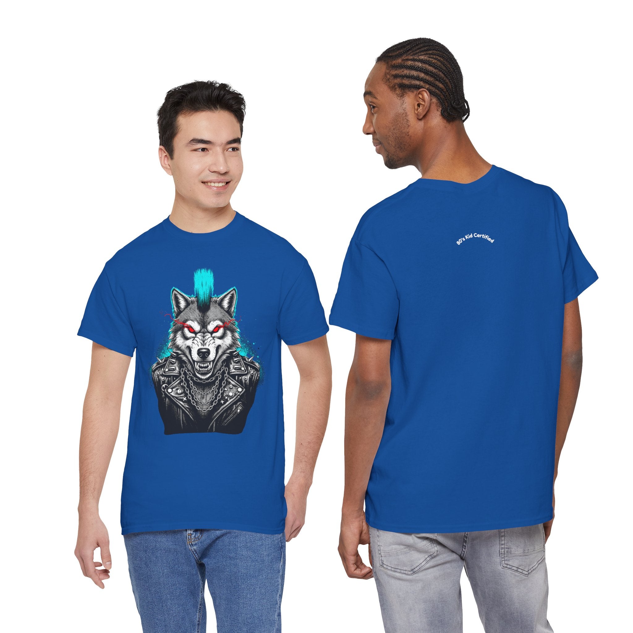 Wolf Punk Graphic Tee — Fierce Tribal Wolf Illustration T-Shirt 80's Rebel Fashion