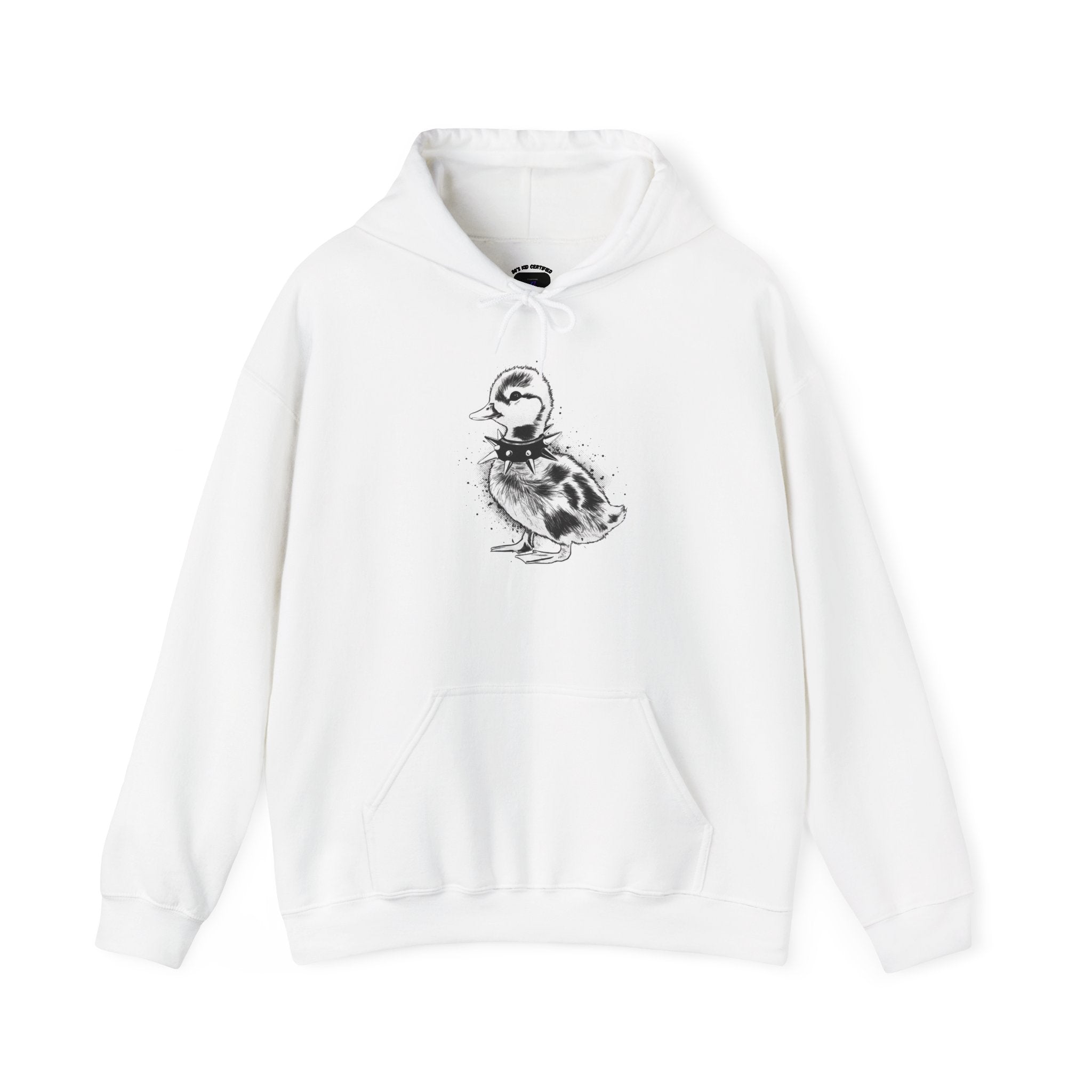 80s Punk Duckling Sketch Hoodie – Vintage Black & White Baby Duck Graphic Sweatshirt