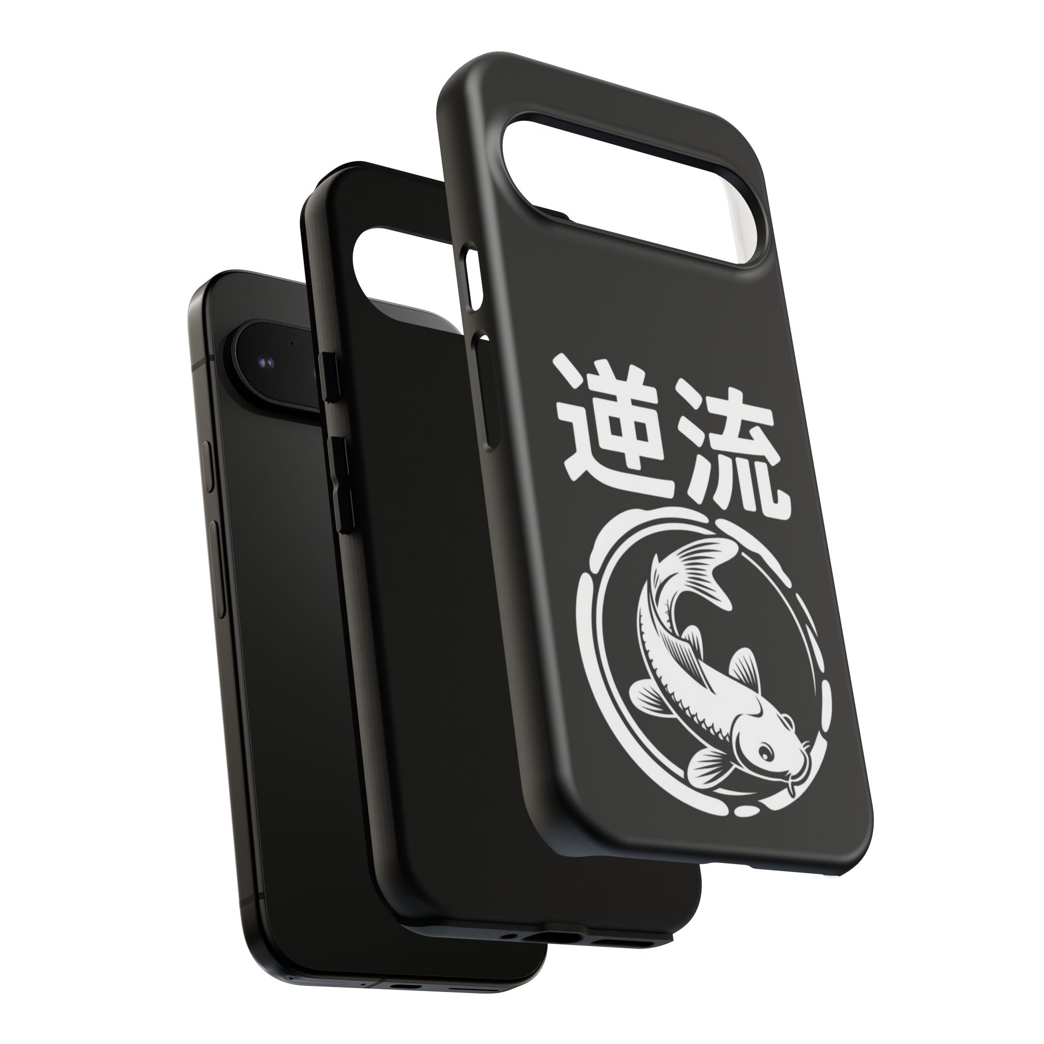 Koi '逆流' Tough Phone Case — Black Protective iPhone Cover - 80s Design